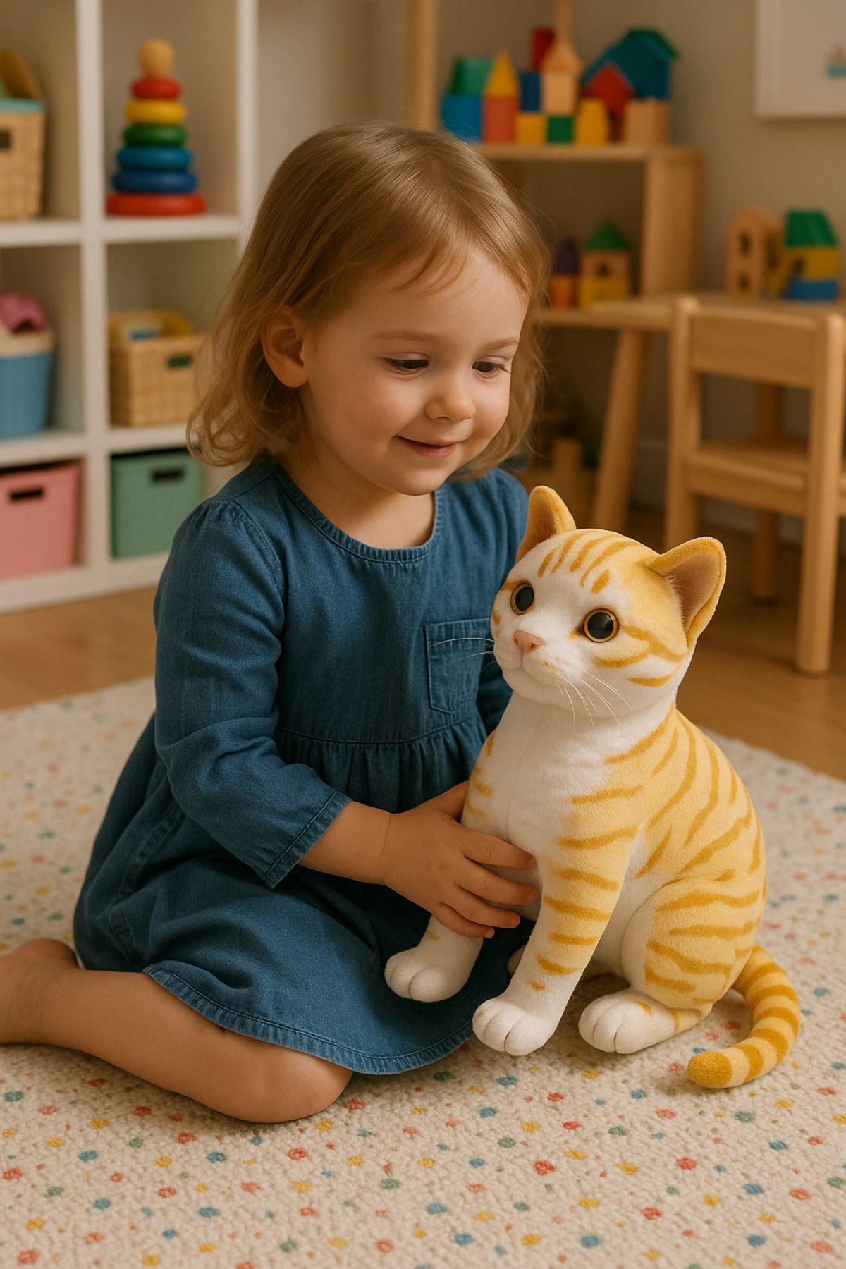 Sever Gerçek Görünümlü Miyavlayan Peluş Kedi | Sesli 35 cm Ayakta Oyuncak Tekir | Peluş Oyuncak