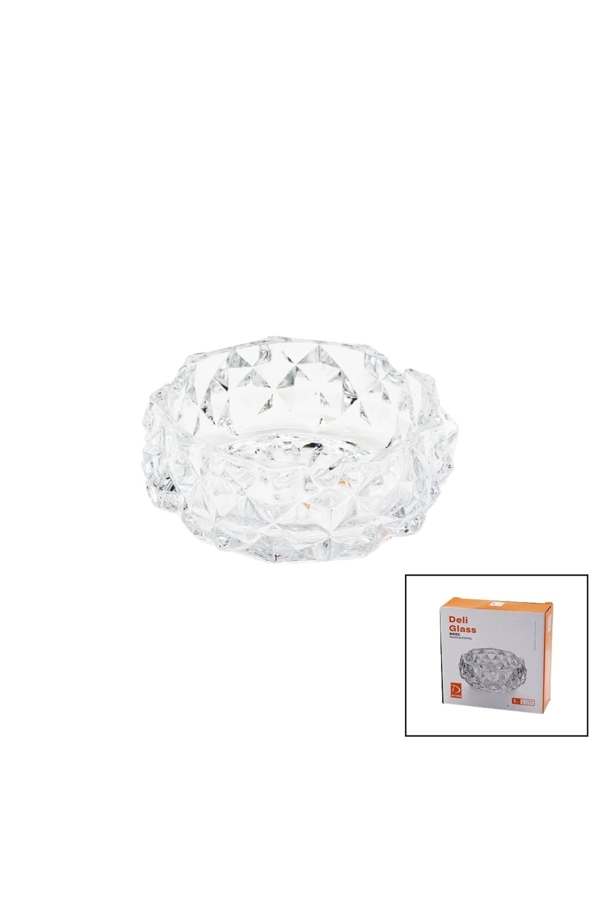 STOREMAX BÜYÜK CAM - DIAMOND KRİSTAL ŞEKİL YUVARLAK KÜLLÜK ÇAP: 12.8CM - D: 5.2CM (5047)
