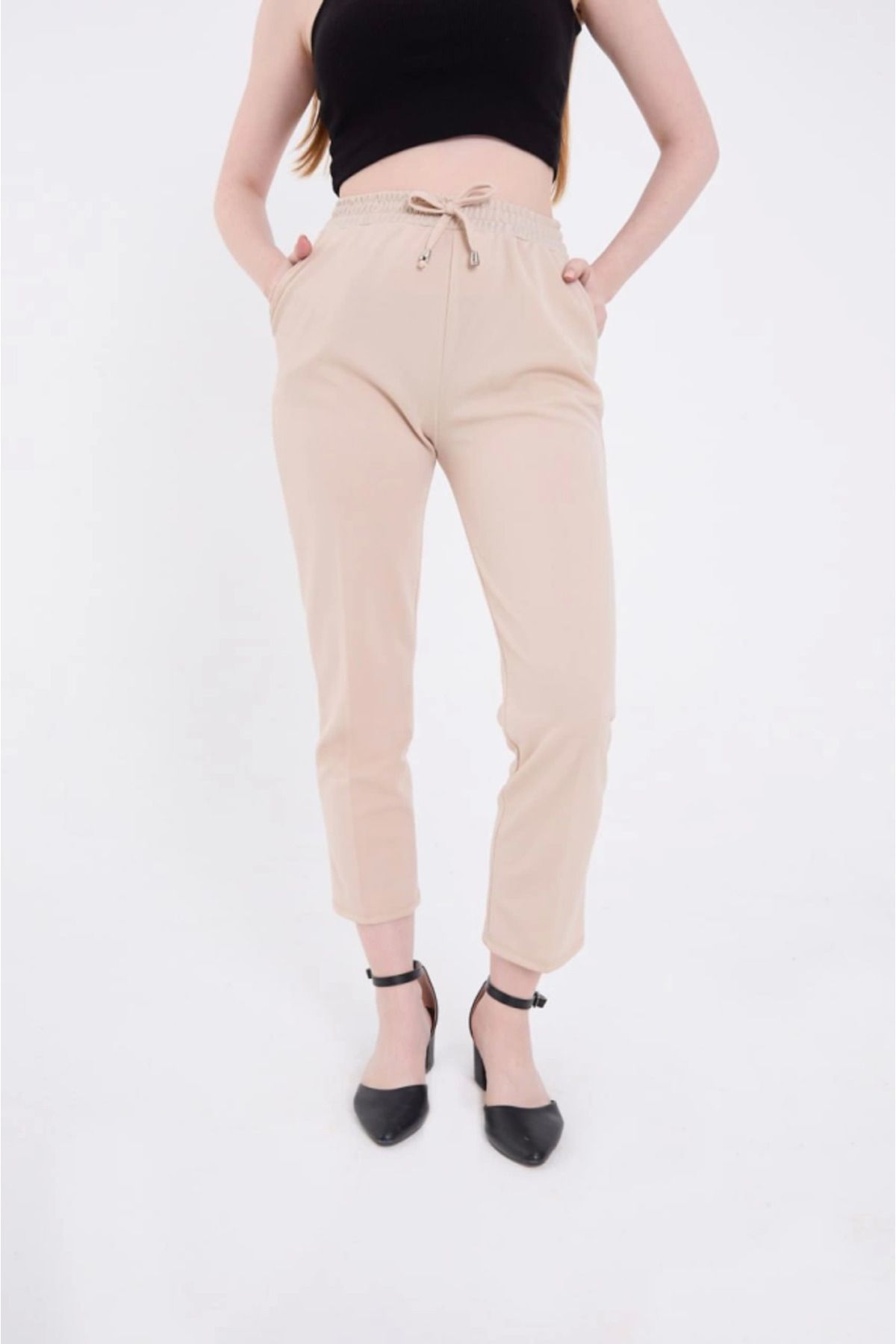 POLEXP Tam Kalıp Basic Eşofman Pantolon - Bej