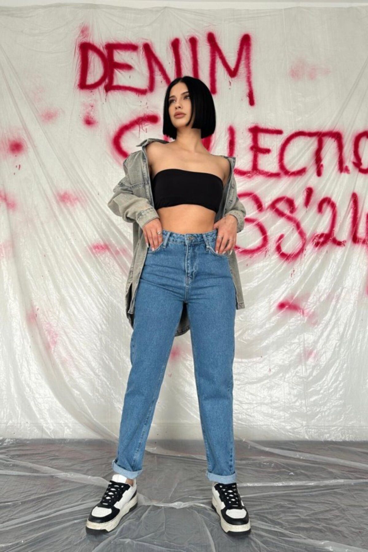 royq Mavi Boru Paça Jeans Pantolon