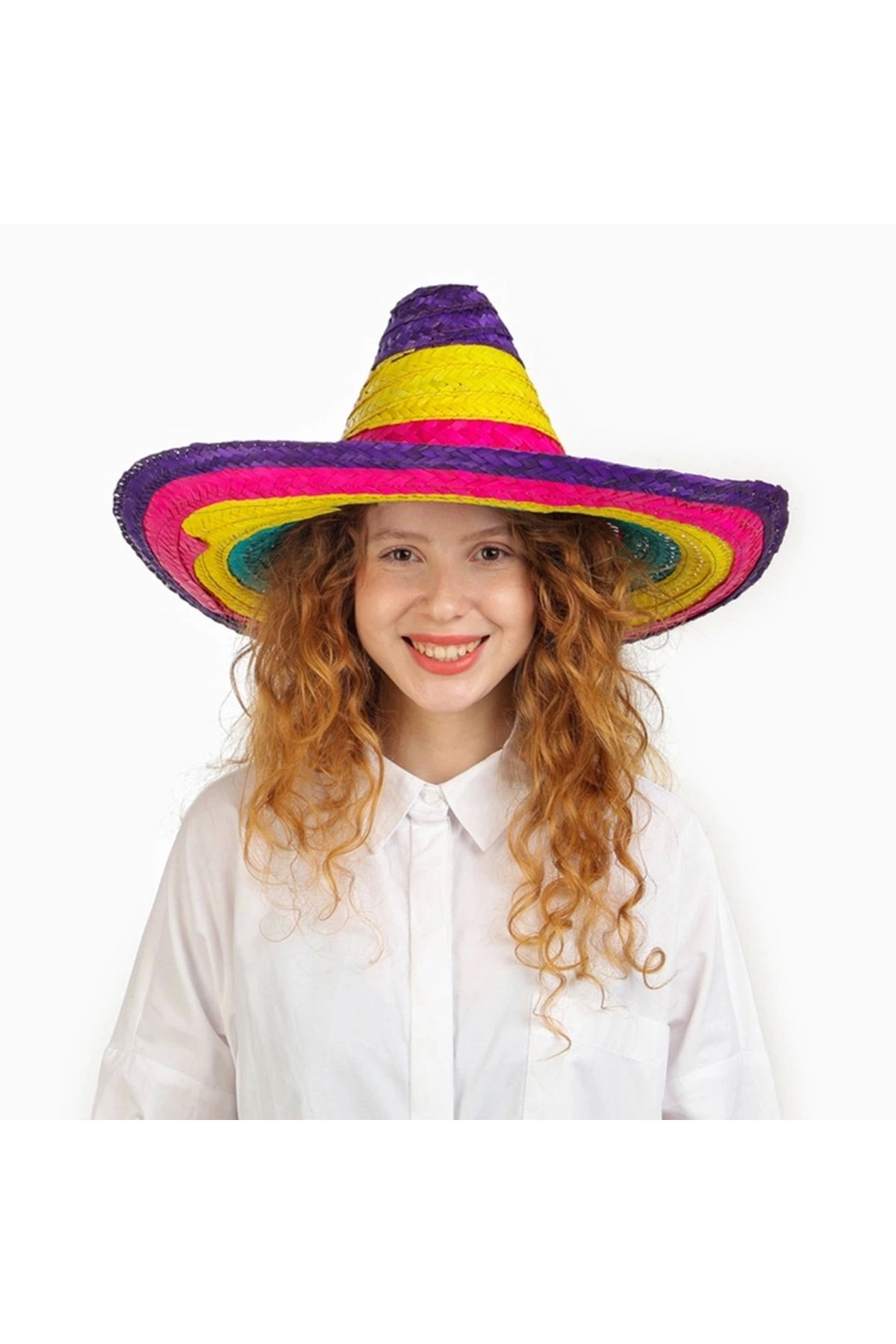 STOREMAX Sombrero Meksika Şapkası Renkli Örme Hasır Çocuk Boy (5047)