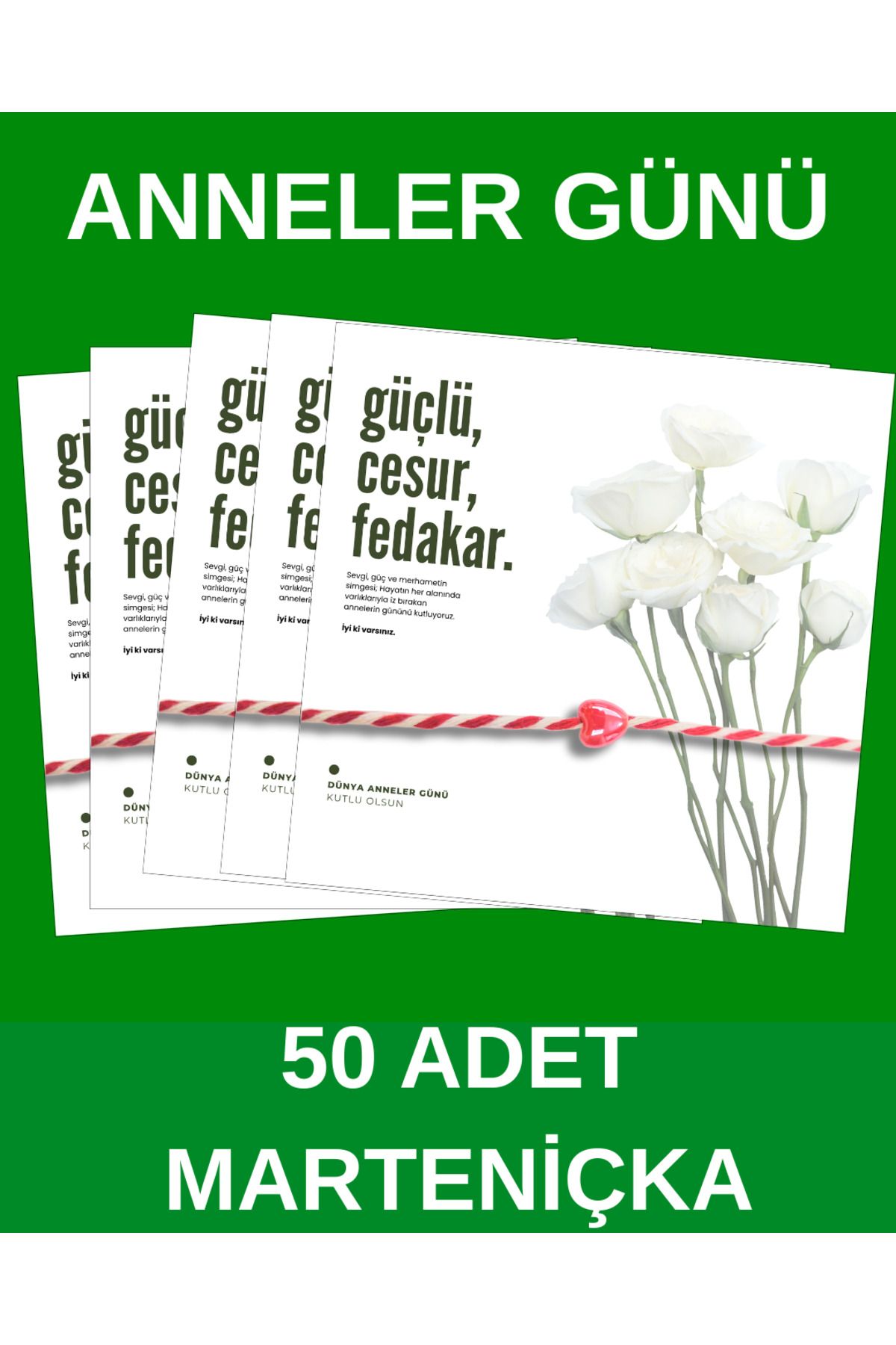 Taş Sanatı Doğaltaş Anneler Günü Kırmızı Kalpli Hediye Marteniçka Şans Bilekliği - ( 50 Adet )