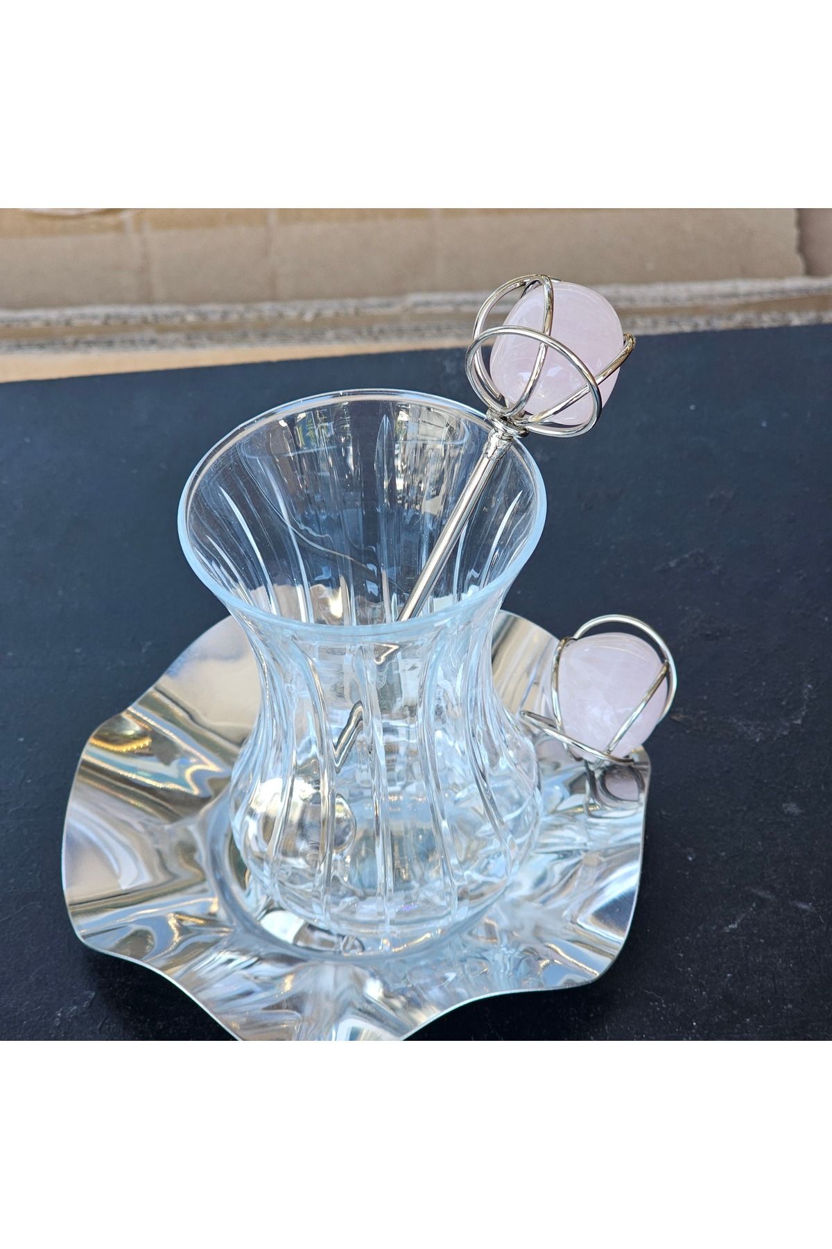 Keopsantique home Keopsantique 6 kişilik Pembe taşlı çay seti