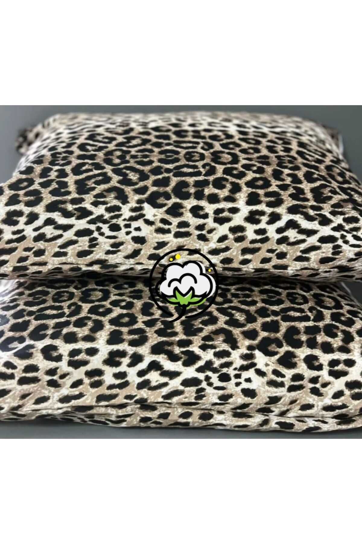 vippazar 2 Adet yastık kılıfı leopar desen %100 pamuklu natural cotton lüx kılıf