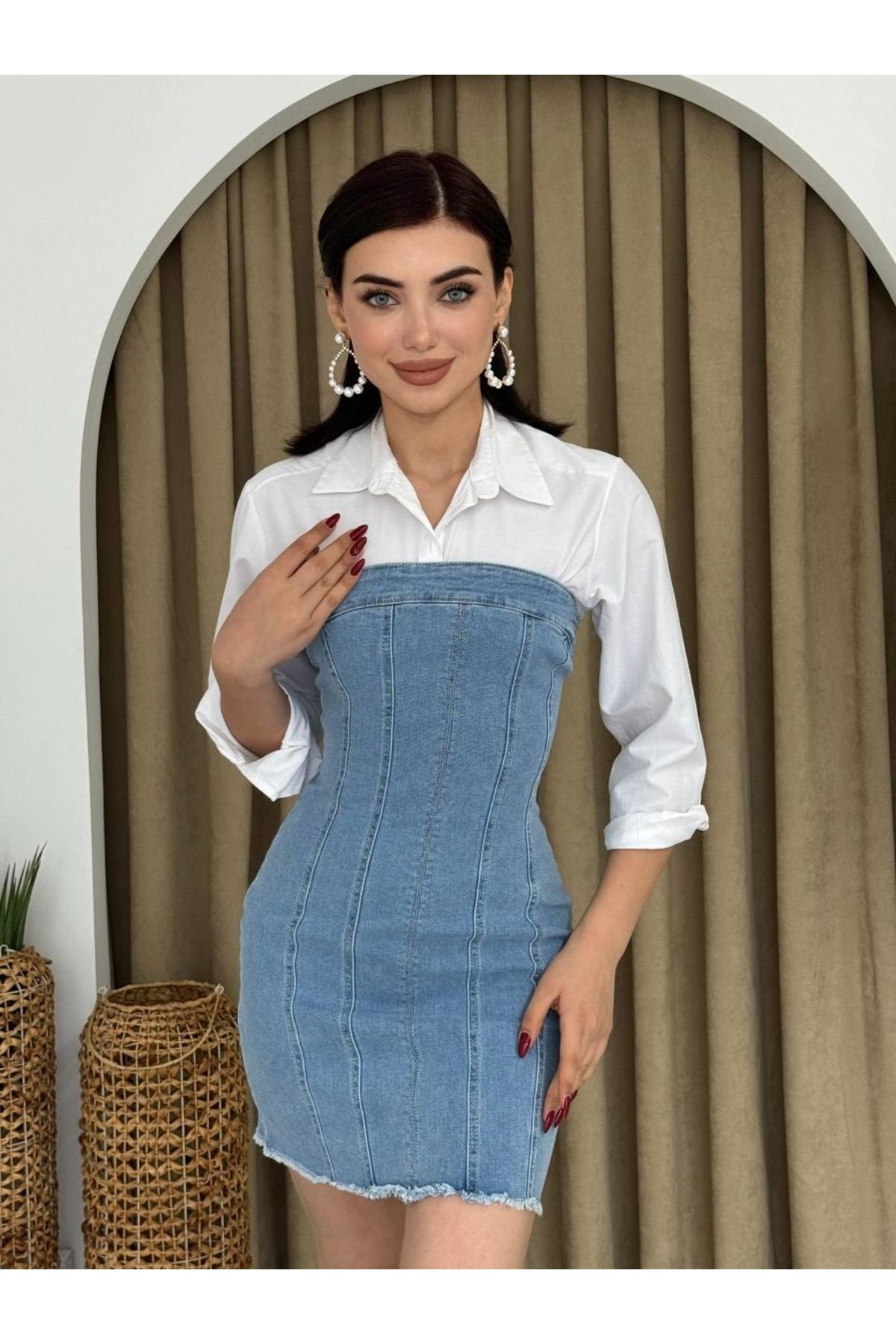 royq Straplez Kot Mini Elbise