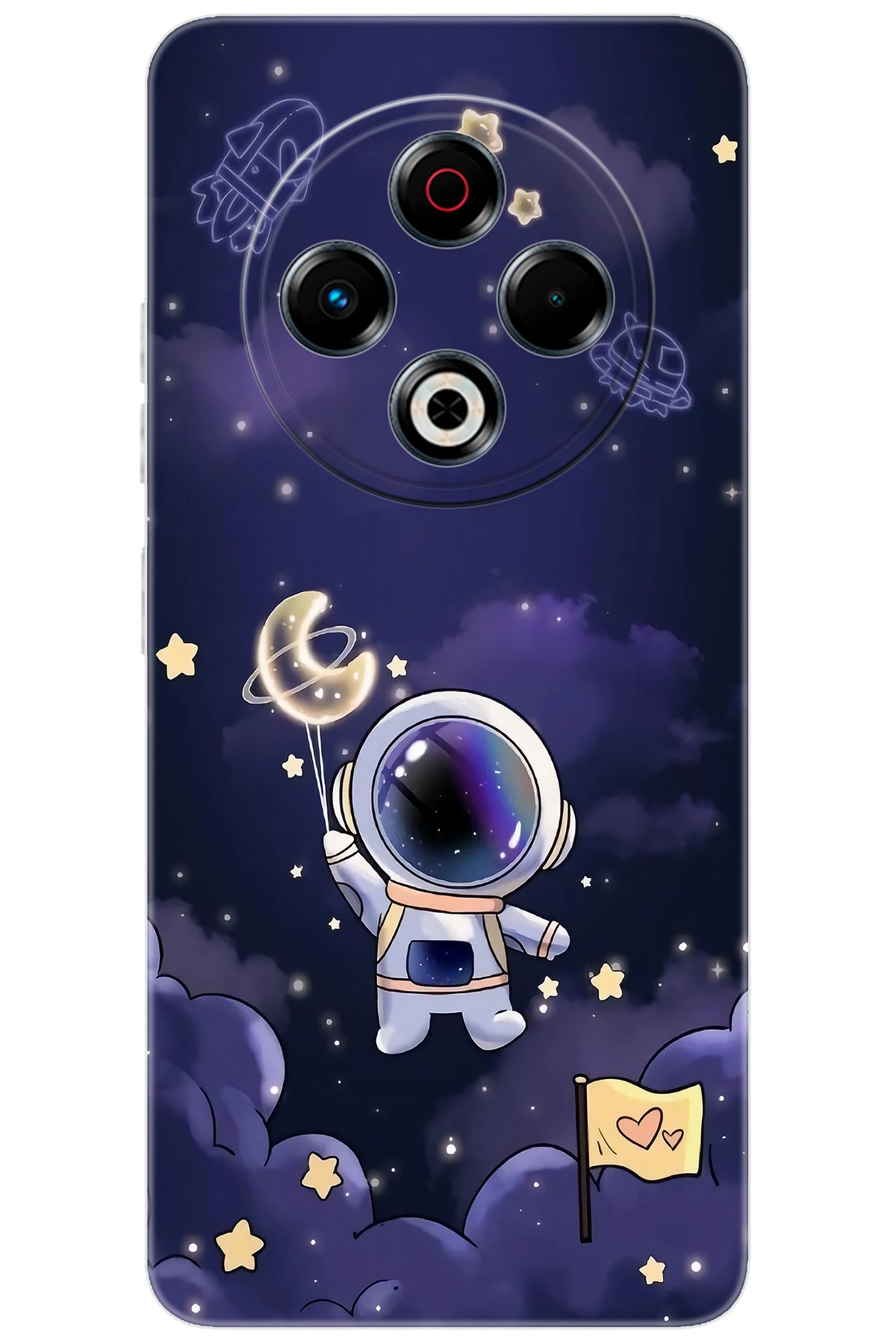 TECNO Spark 30 (KL6) Uyumlu Kılıf Desen Baskılı Silikon Astronot STK:738 CP-3gnnBU8