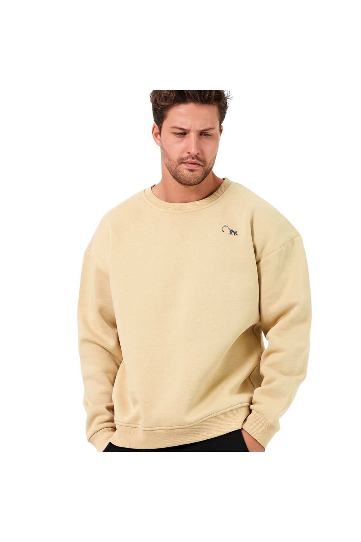 ChapellaSocks Lemur Desen Nakışlı Unisex Sweatshirt- %100 Pamuk ve Rahat!