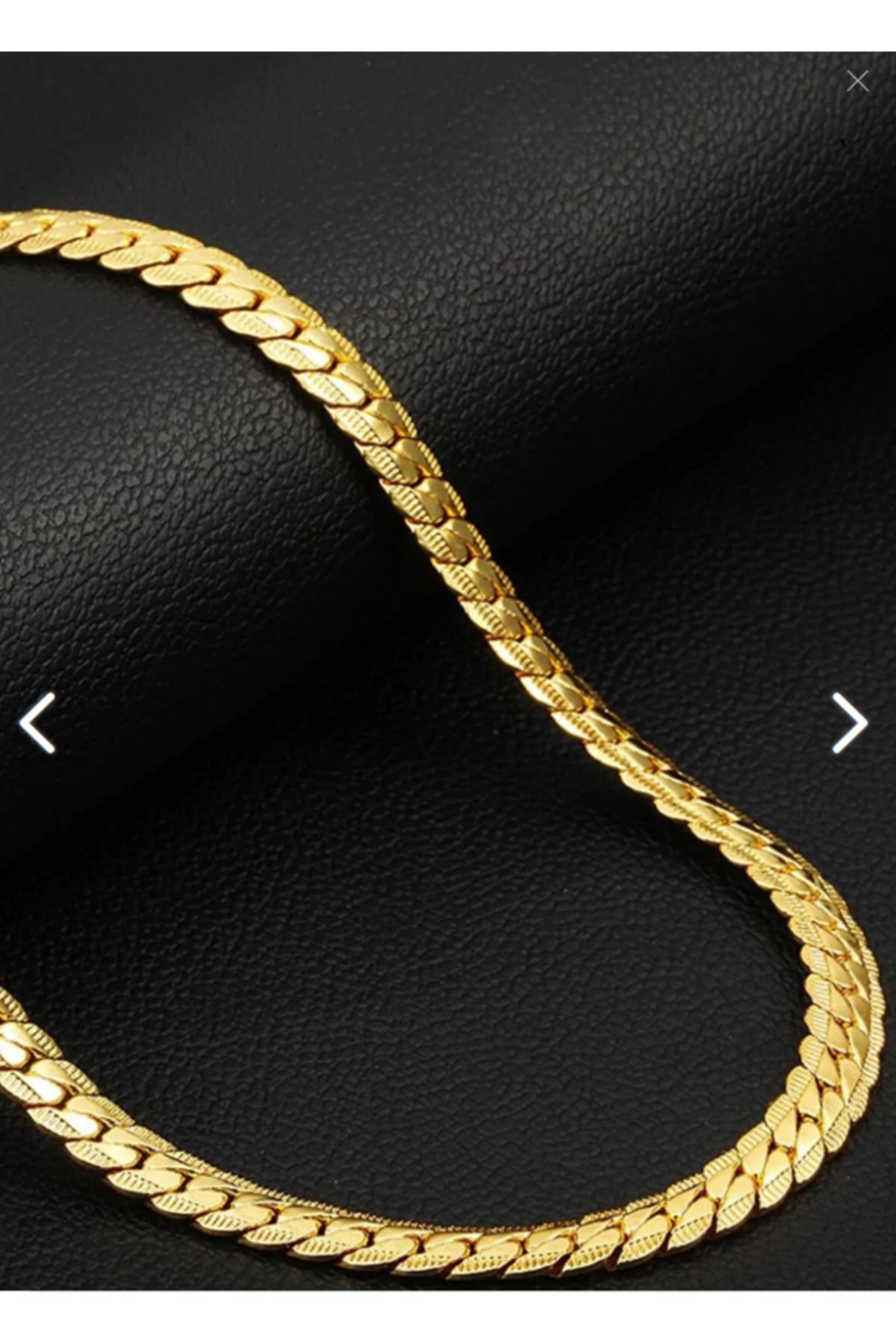 HEPBİMODA Altın Kaplama Ezme Yassı Yılan Model Çelik Erkek Kolye Gold Erkek Kolye