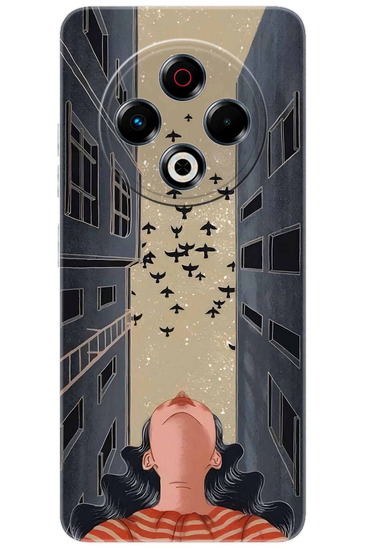 TECNO Spark 30 (KL6) Uyumlu Kılıf Desen Baskılı Silikon Gök Yüzü ve Kuşlar STK:727 CP-X3ctQru