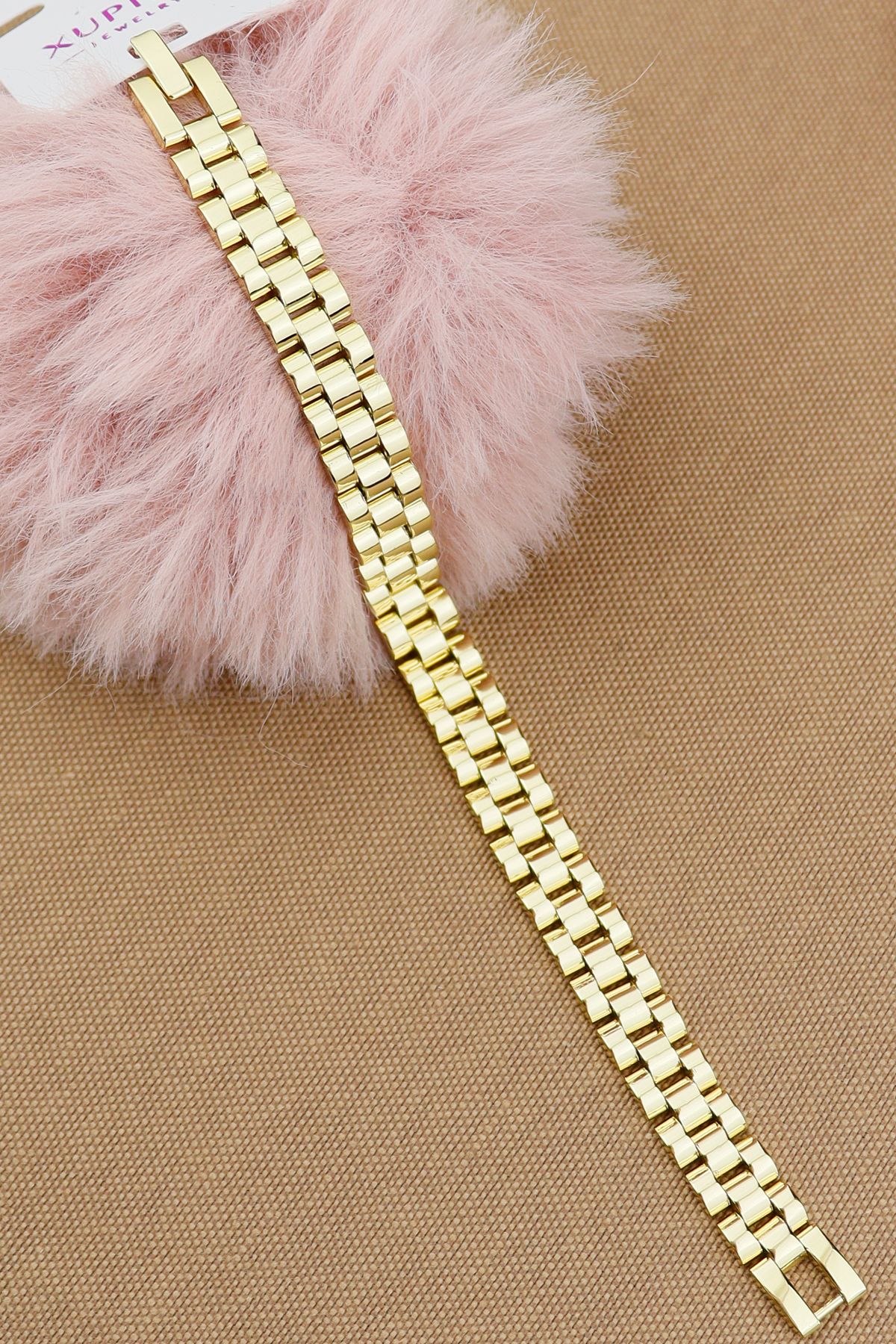 Keyifli Hayaller Xuping Vip Bileklik - Xuping Kalın Kordon Kuyumcu Model En: 10mm Şık Gold Kararmaz Bileklik 19cm