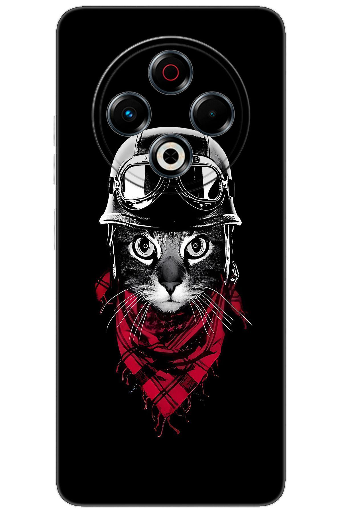 TECNO Spark 30 (KL6) Uyumlu Kılıf Desen Baskılı Silikon Pilot Kedi STK:656 CP-CM7x1V1