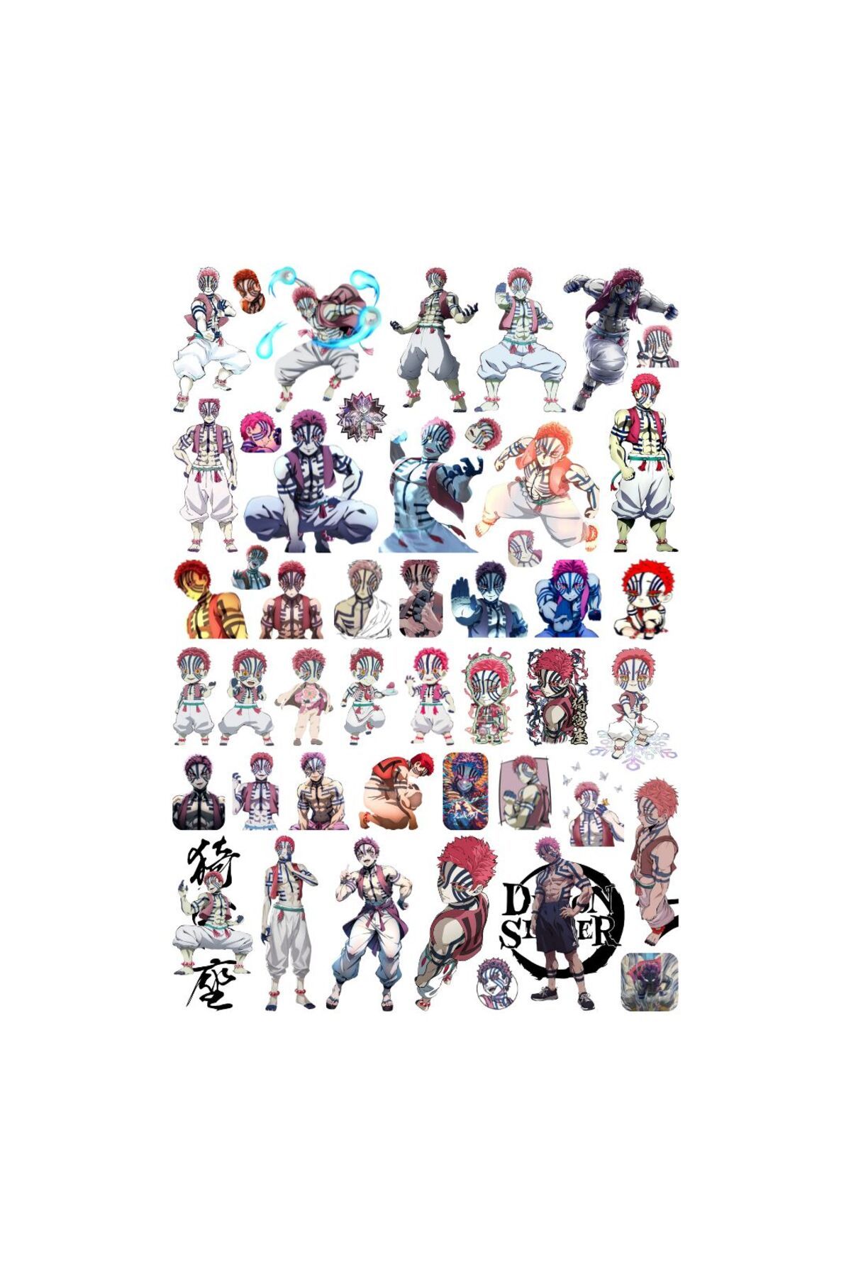 Ororabutik 46 Adet Akaza Demon Slayer Anime Sticker Seti - Etiket Seti Sketchbook