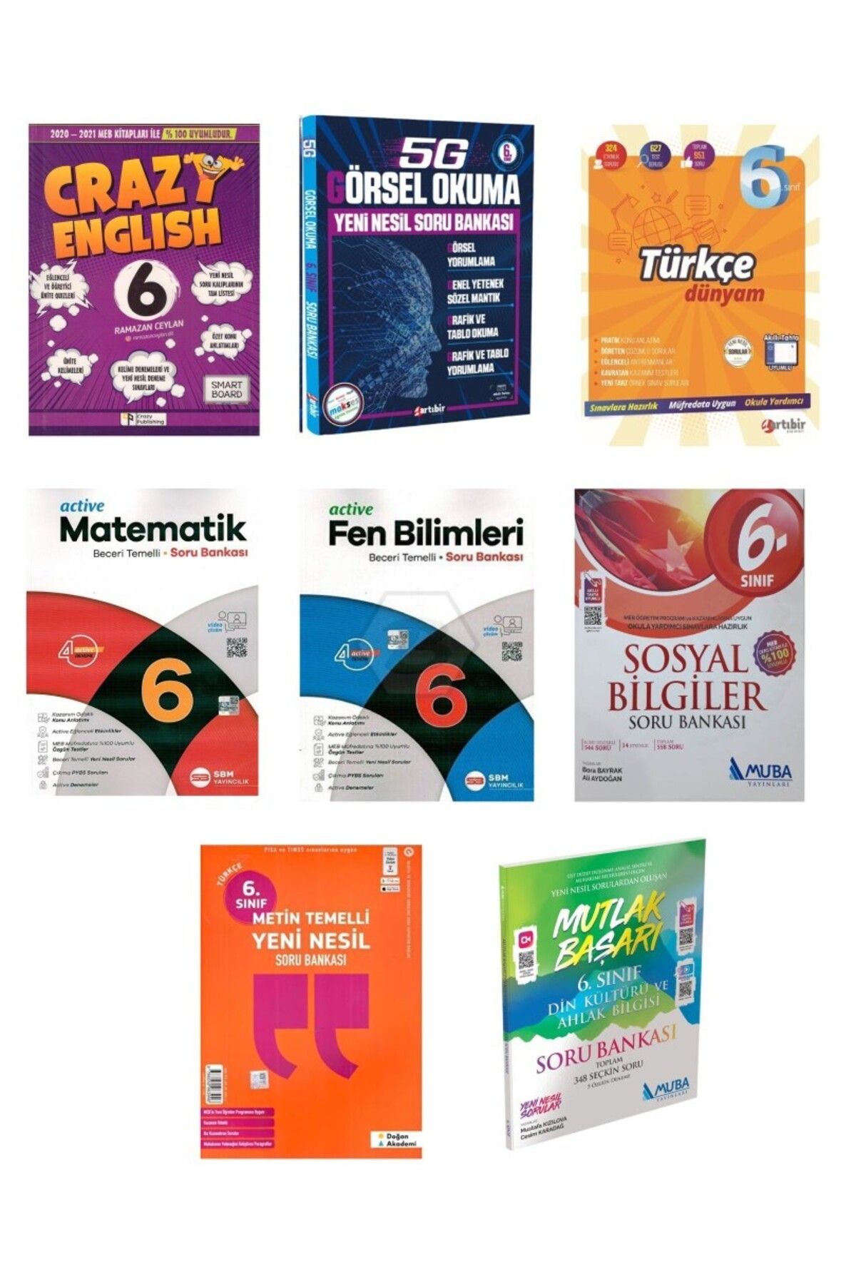 Doğan Akademi 6. Sınıf Tüm Dersler Soru Bankası Seti Kampanyalı 8 Kitap (Set 2)