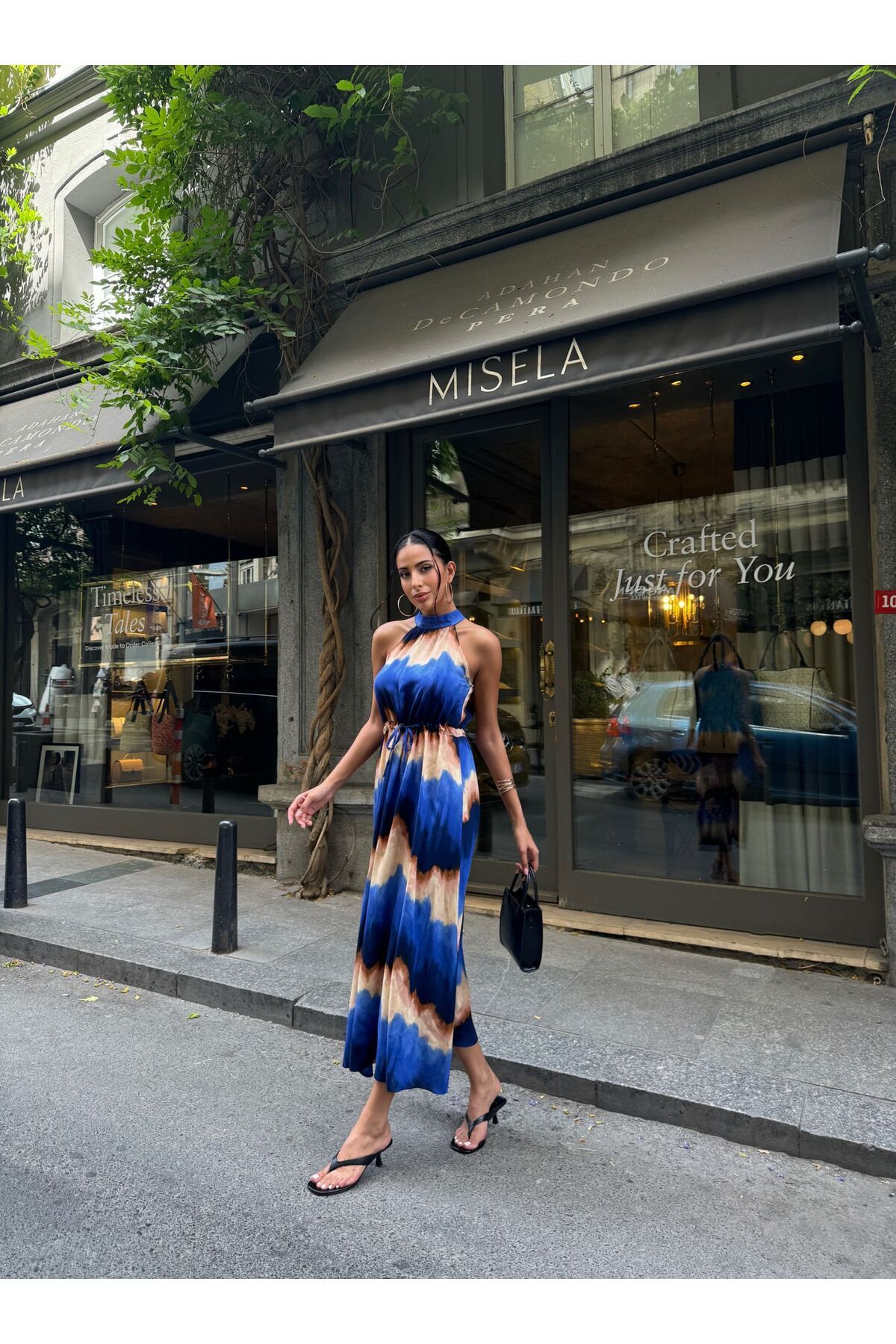 Nisa Luxury Boutique Kadın Halter Yaka Viskon Elbise