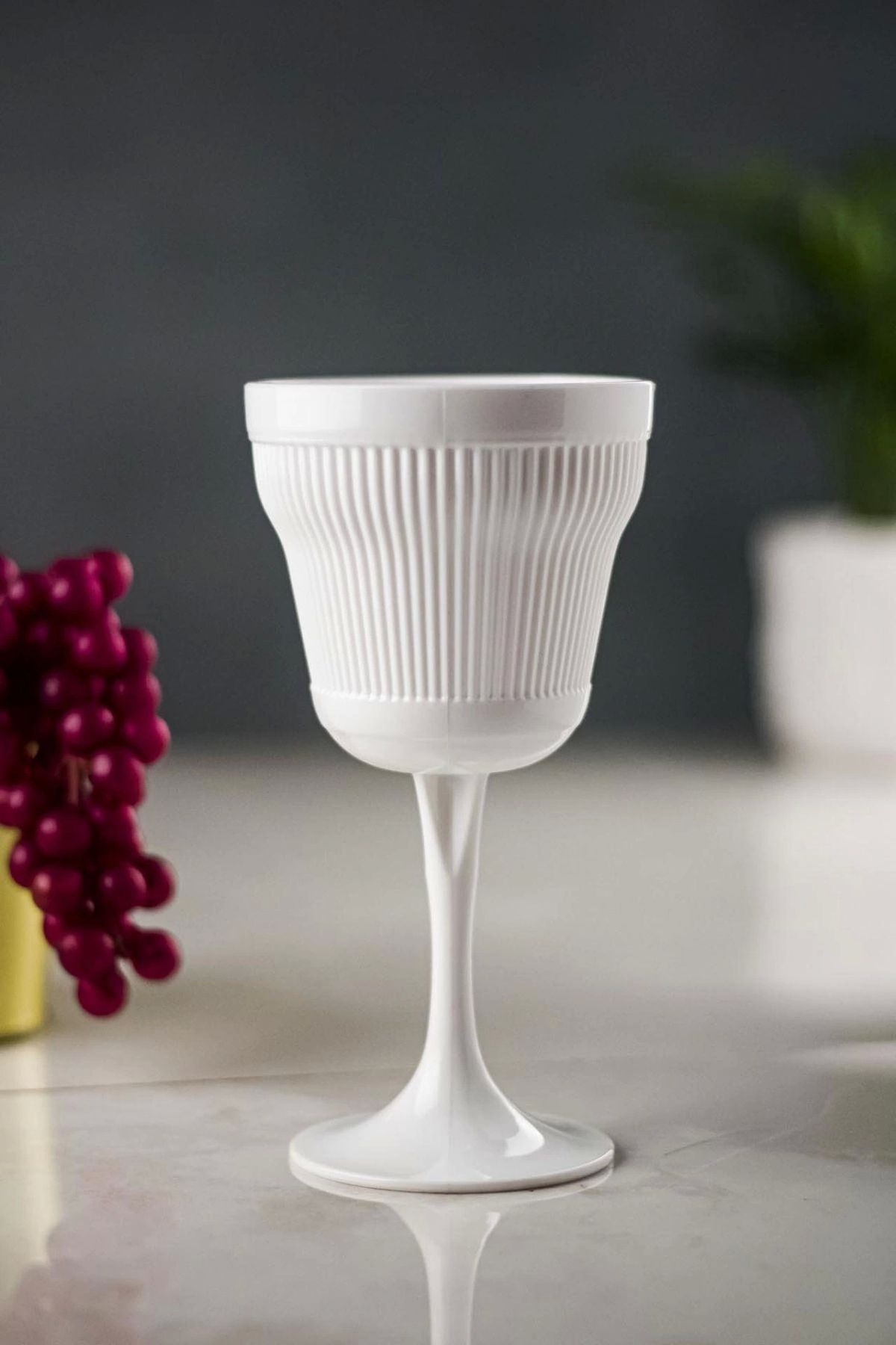 FTT SHOPPING MARKET Akrilik Beyaz Tekli Kadeh & Su Meşrubat Kahve Yanı Bardağı 300 ml ( Cam Değildir )