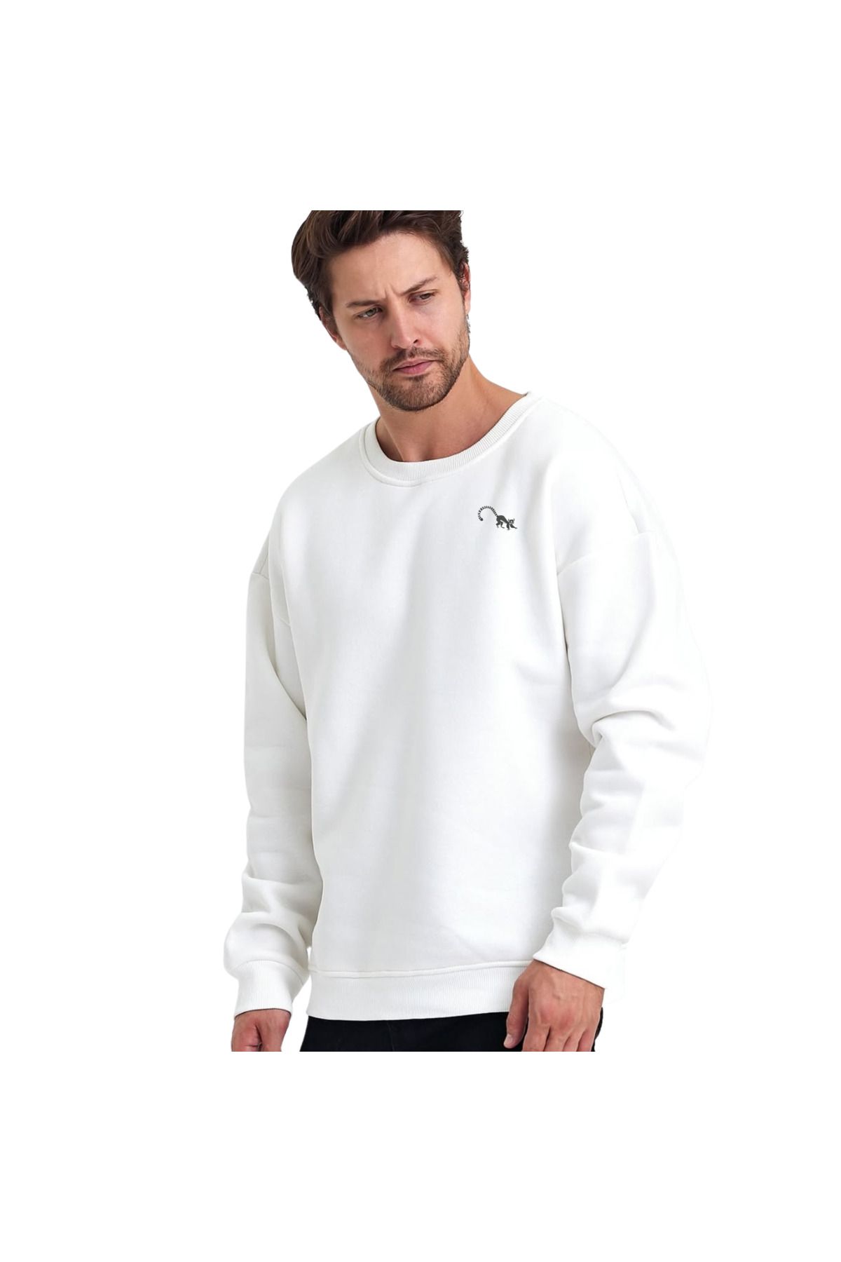 ChapellaSocks Lemur Desen Nakışlı Unisex Sweatshirt- %100 Pamuk ve Rahat!