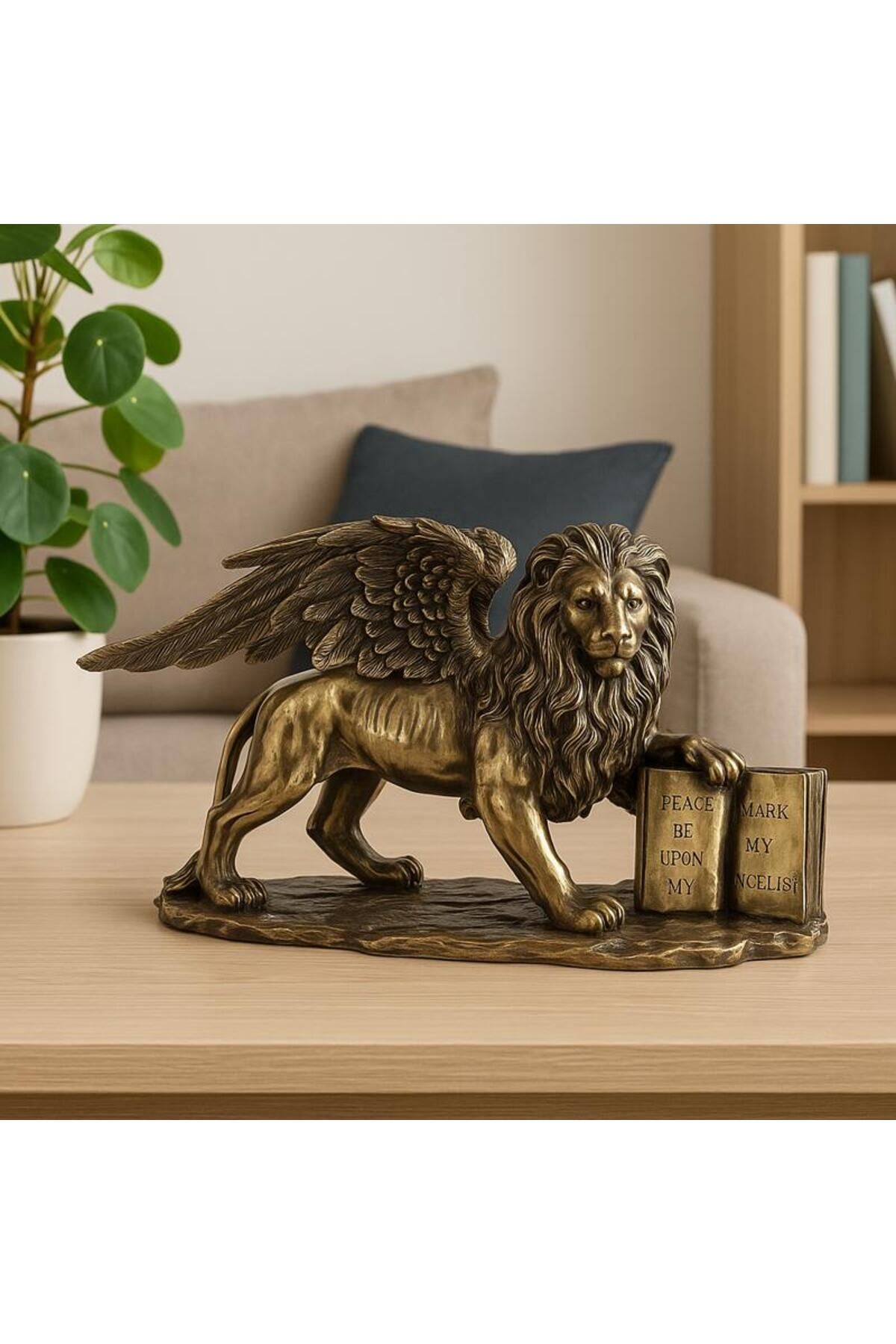 AYDINARTSHOP Veronese Kanatlı Aslan Heykeli – Bronz Görünümlü Aziz Markos’un Sembolü Biblo