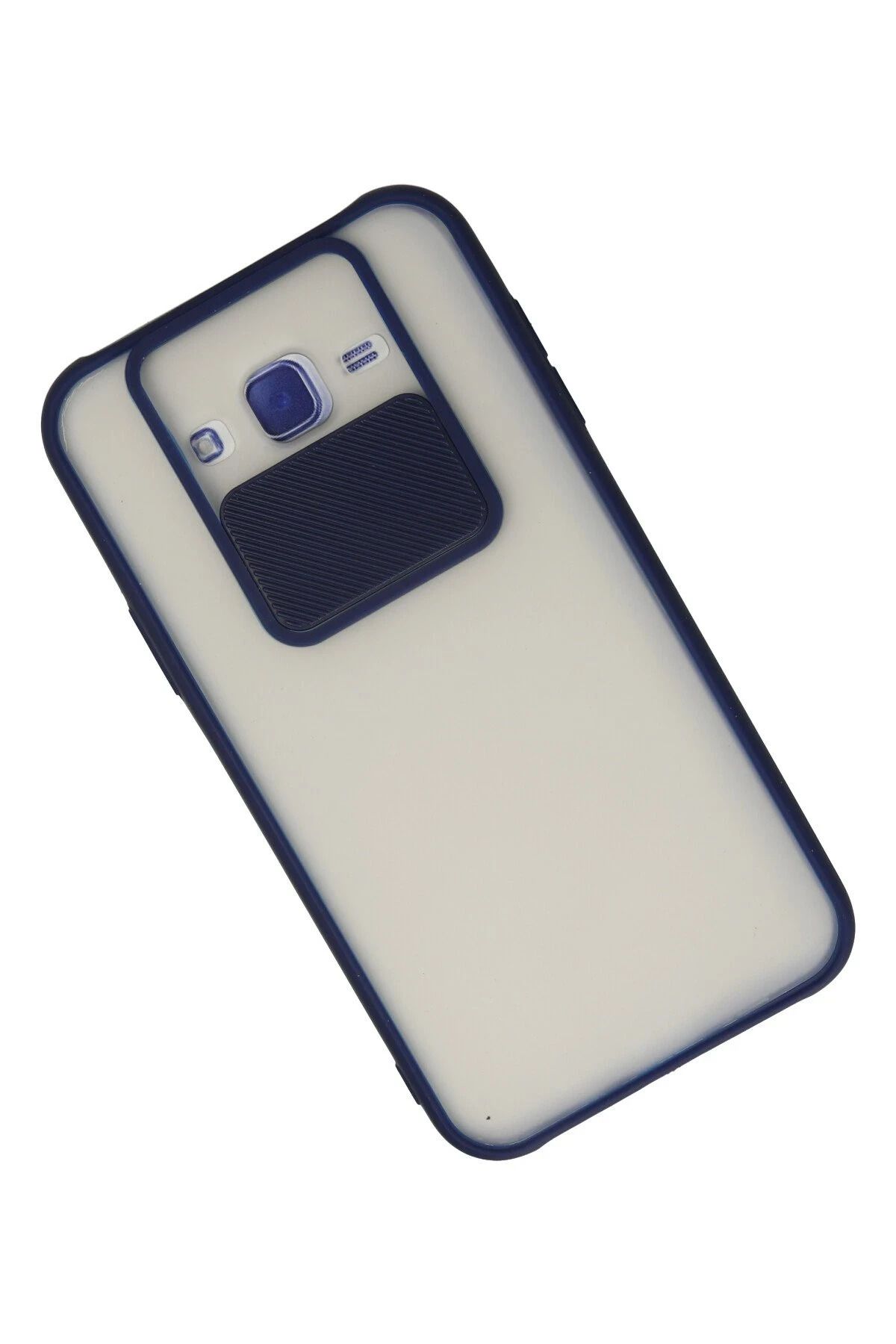 NewFace Samsung Galaxy J7 Kılıf Palm Buzlu Kamera Sürgülü Silikon - Lacivert FLKRY