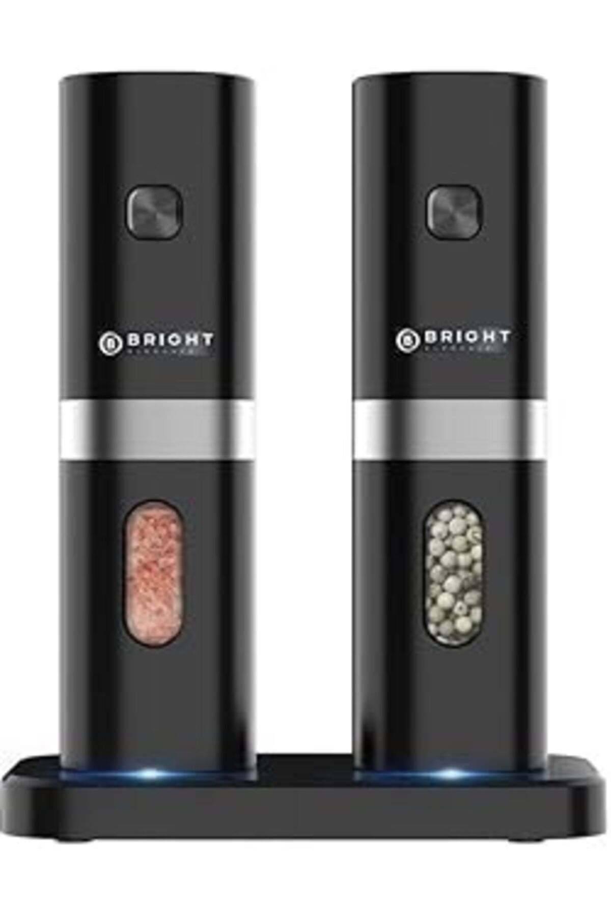 Mu Art Bright Elegance Be-2220 2'Li Standlı Pilli Led Işıklı Otomatik Tuz Ve Karabiber Öğütücü Değirmeni