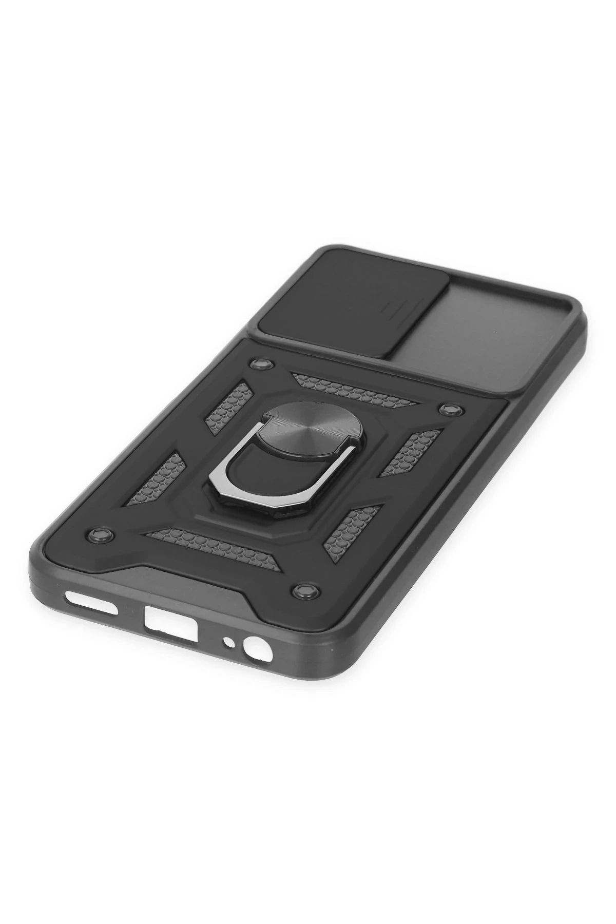 NewFace Vivo Y16 Kılıf Pars Lens Yüzüklü Silikon - Siyah SVLRS
