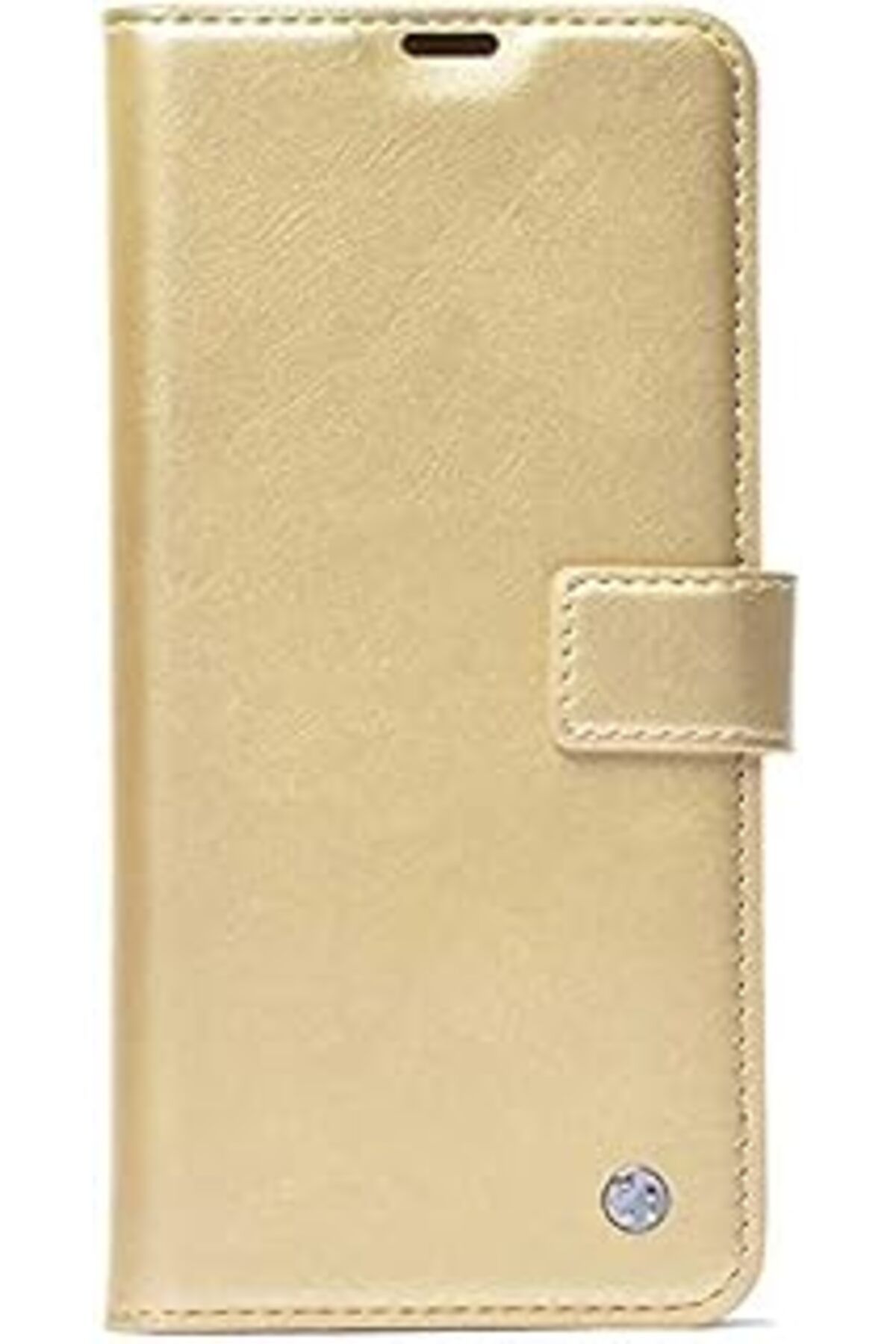 Mu Art Mi Note 10 Ile Uyumlu Kılıf Kar Deluxe Kapaklı Kopçalı Cüzdan Modeli Gold