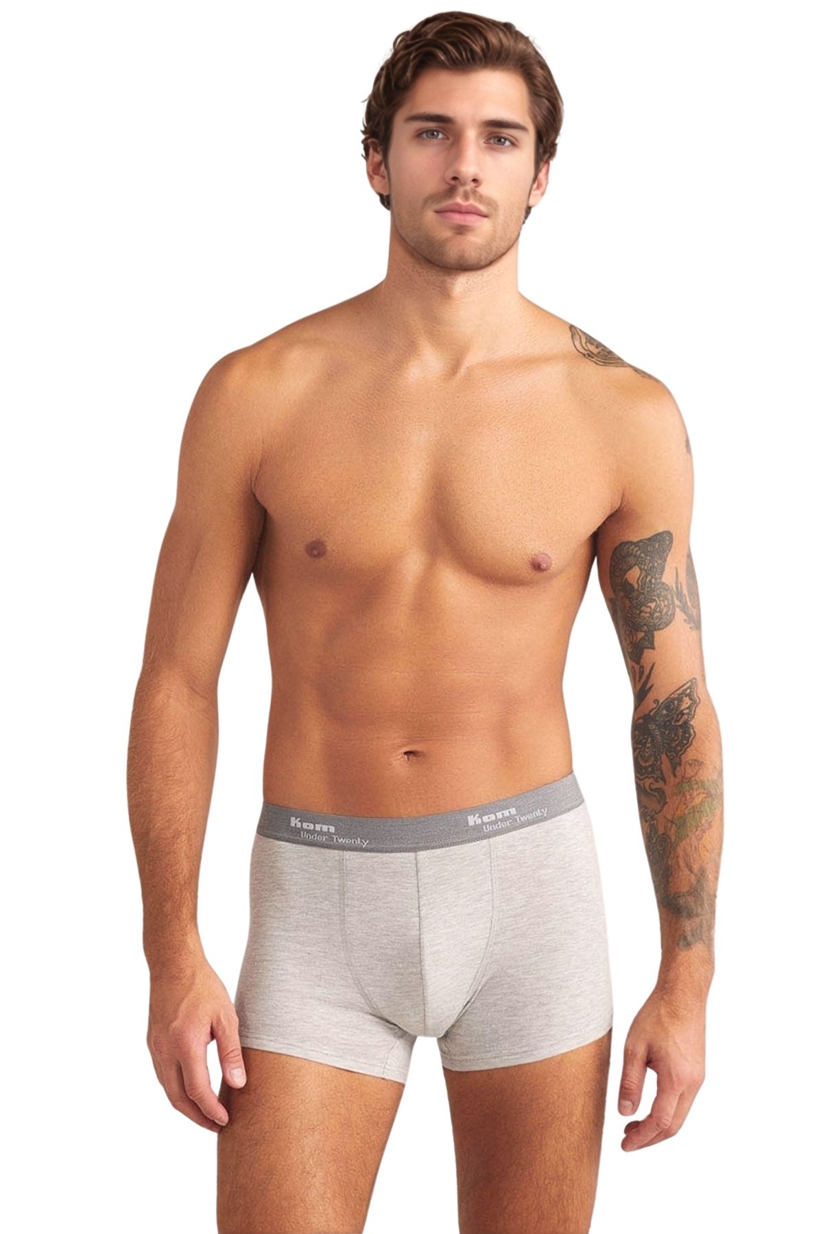Kom Erkek Pamuklu Modal Lastikli Bel Dar Paça 2'li Boxer