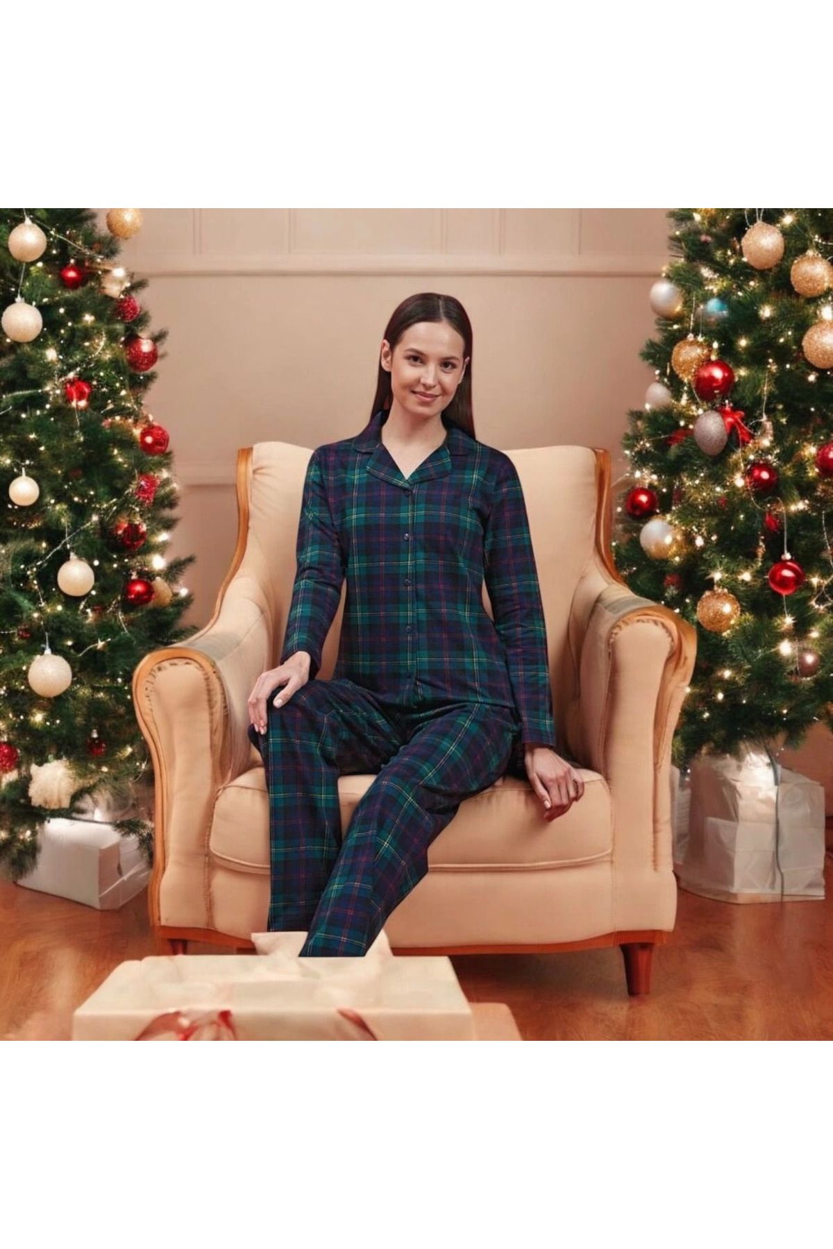 FTT SHOPPING MARKET Azze Ower Sleep 1613 Kadın Uzun Kol Pijama Takımı