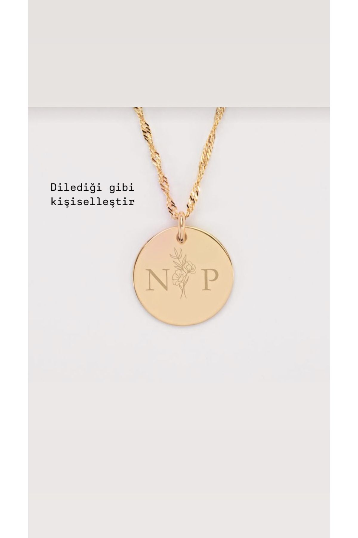 ZAFERİNAN Singapur Zincirli 925 Ayar Gümüş Kişiye Özel Madalyon Kolye