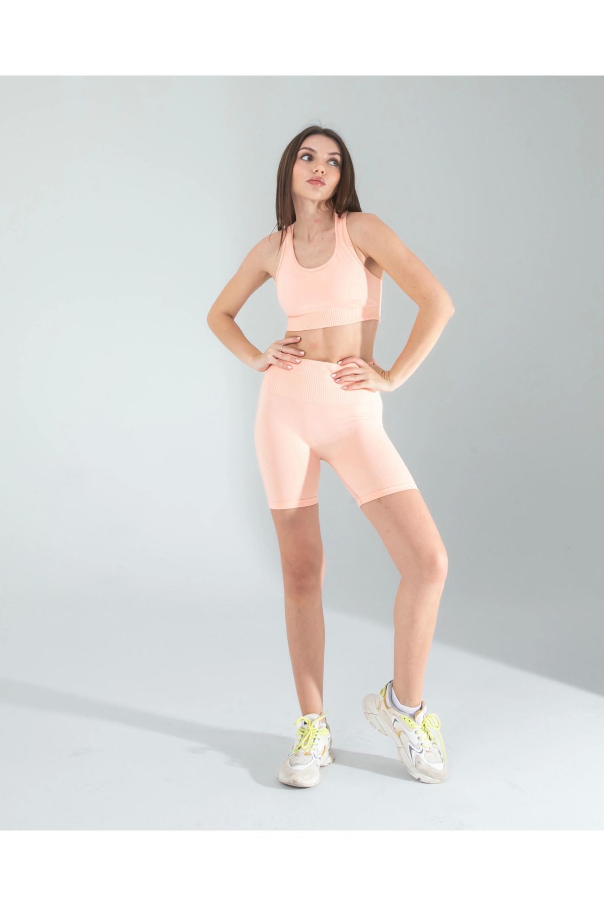 POLEXP Somon Seamless Dikişsiz Biker Tayt Crop Takım