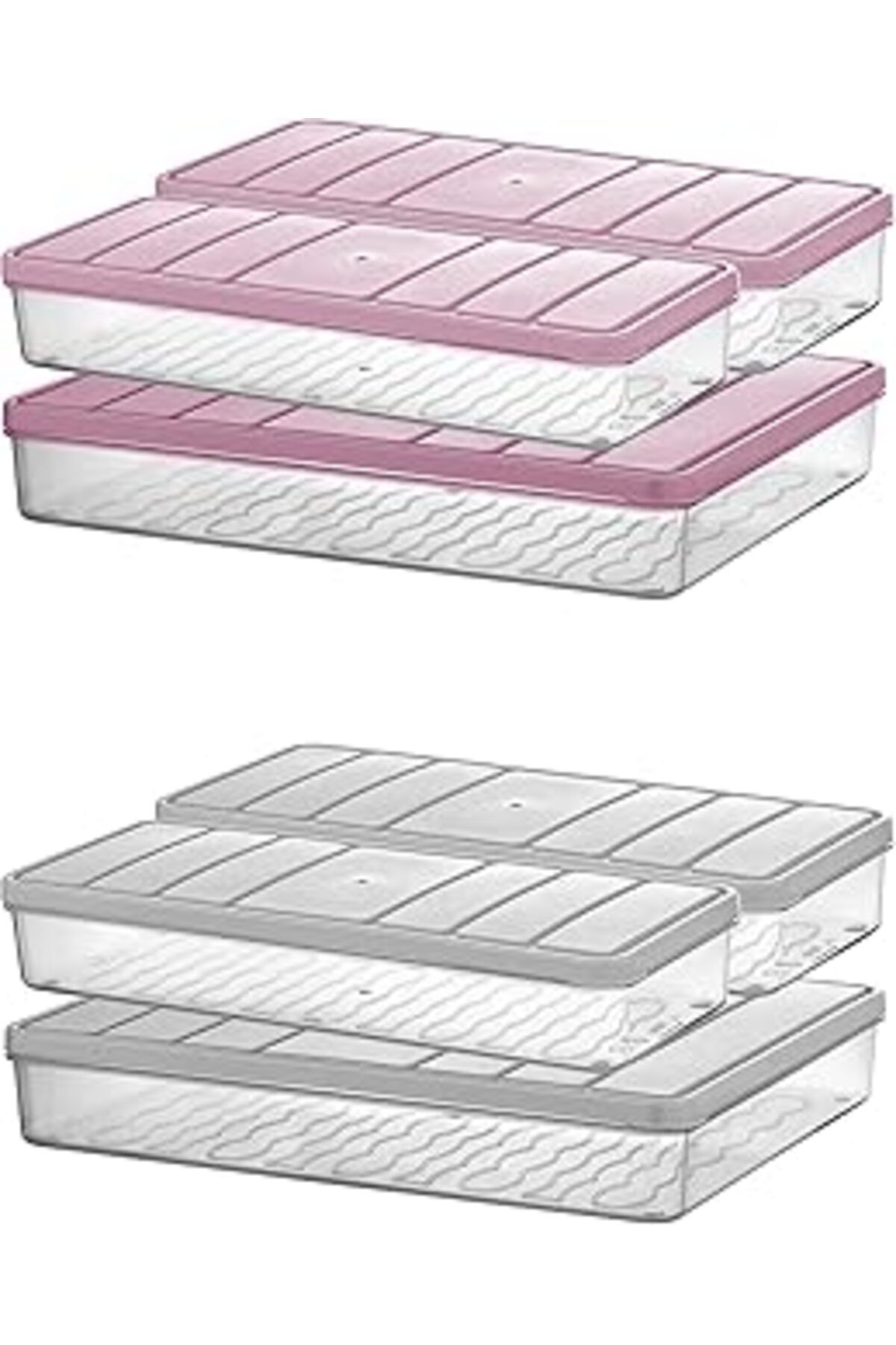 Mu Art Selka Home - Nora 3'Lü 1 Büyük + 2 Küçük Boy Açık Pembe Saklama Kabı