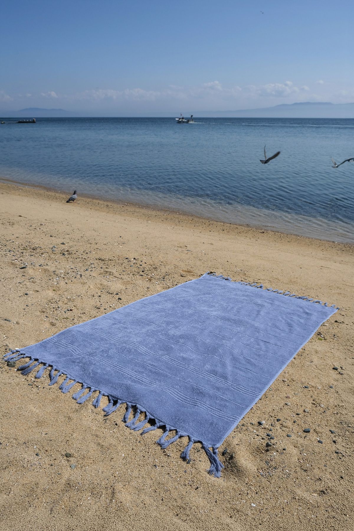 the ramify-Coastline Double Sided Curl 100X180 cm Unpainted 100% Organic Cotton Fringed Beach Towel 2