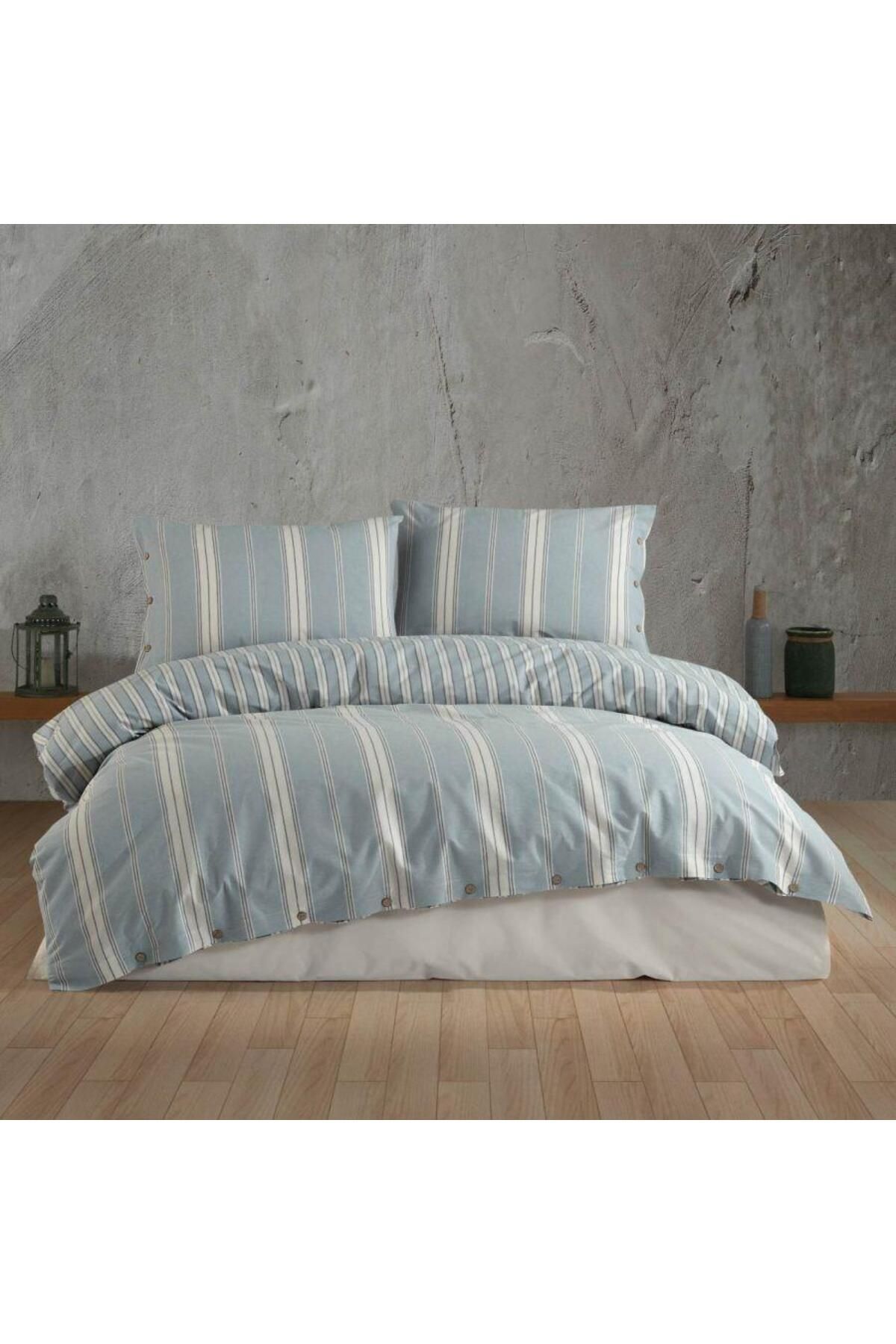 doremodam Butik Native Serisi Çift Kişilik Nevresim Takımı Kasara v1 Mavi - 98141-1453