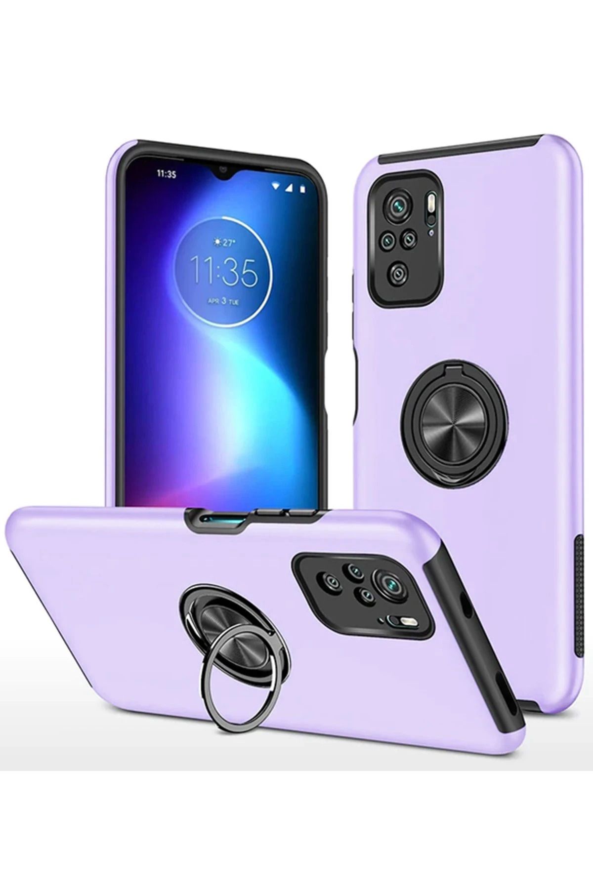 NewFace Xiaomi Poco F3 Kılıf Elit Yüzüklü Kapak - Mor FLKRY
