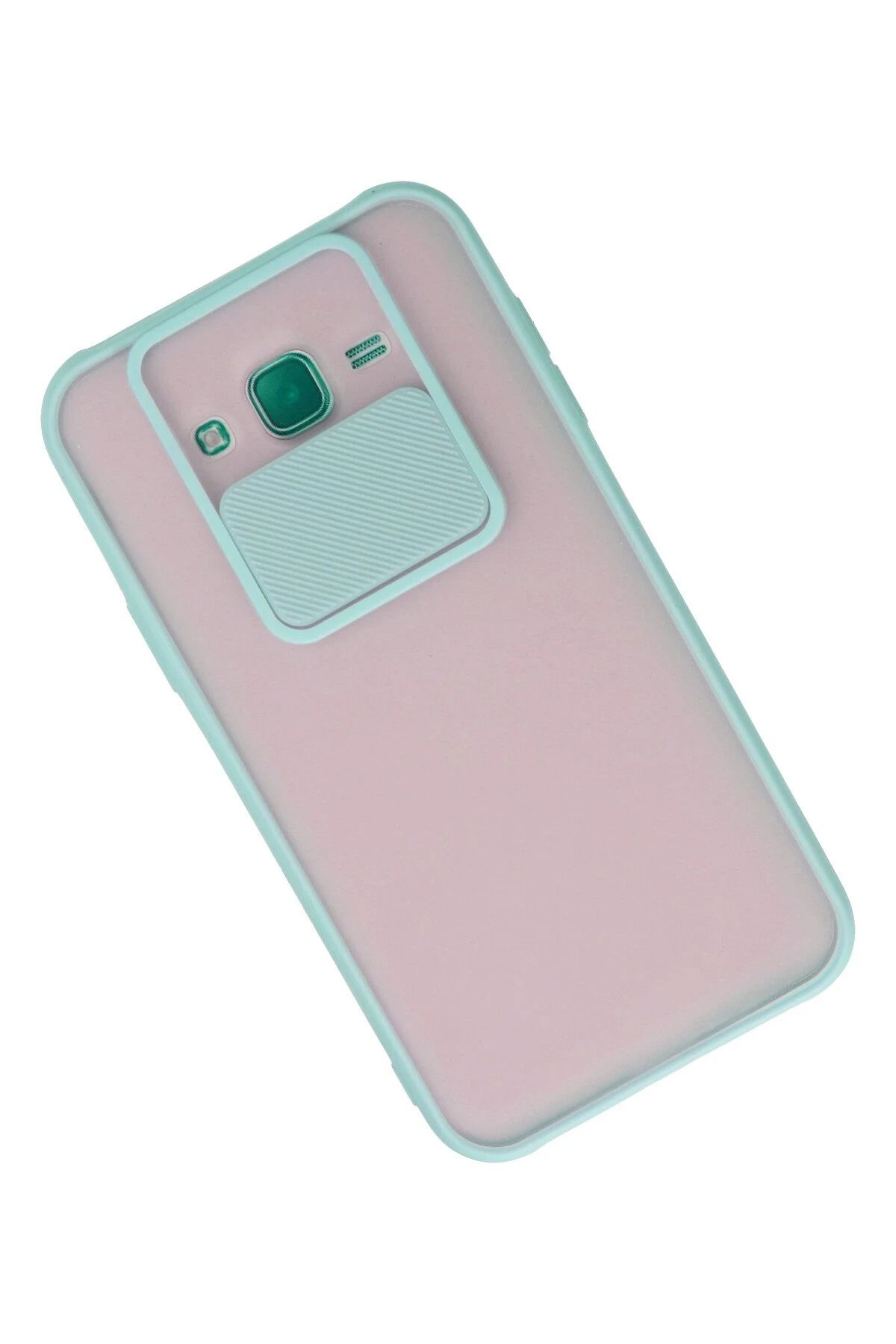 NewFace Samsung Galaxy J7 Kılıf Palm Buzlu Kamera Sürgülü Silikon - Turkuaz SVLRS