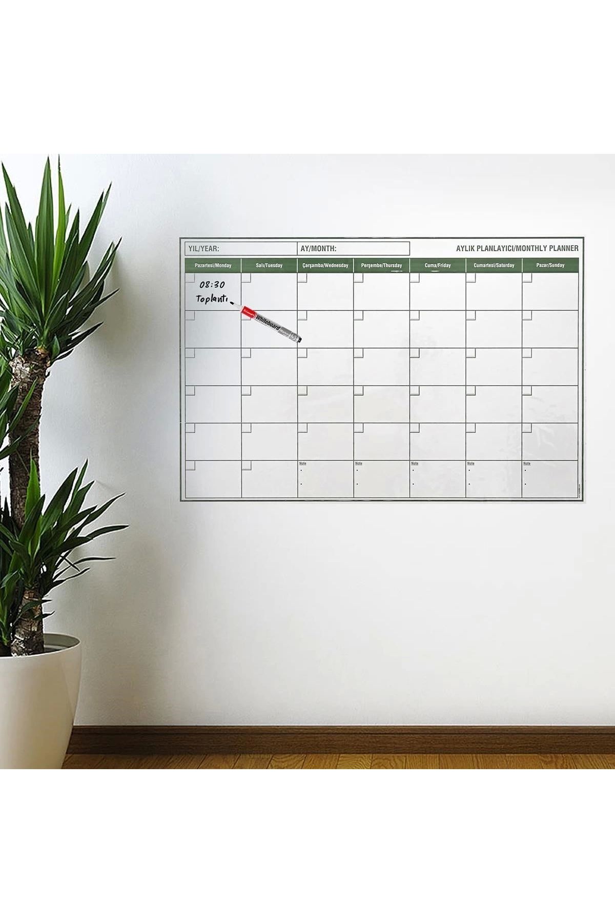 feminight Manyetik Yapışkanlı Bir Aylık Program Planlayıcı Takvim 85x56 Cm