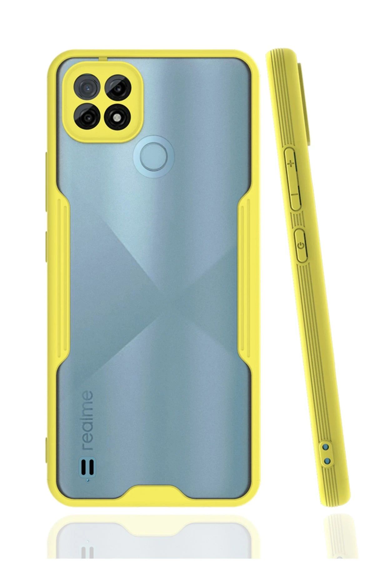 NewFace Realme C21 Kılıf Platin Silikon - Sarı FLKRY