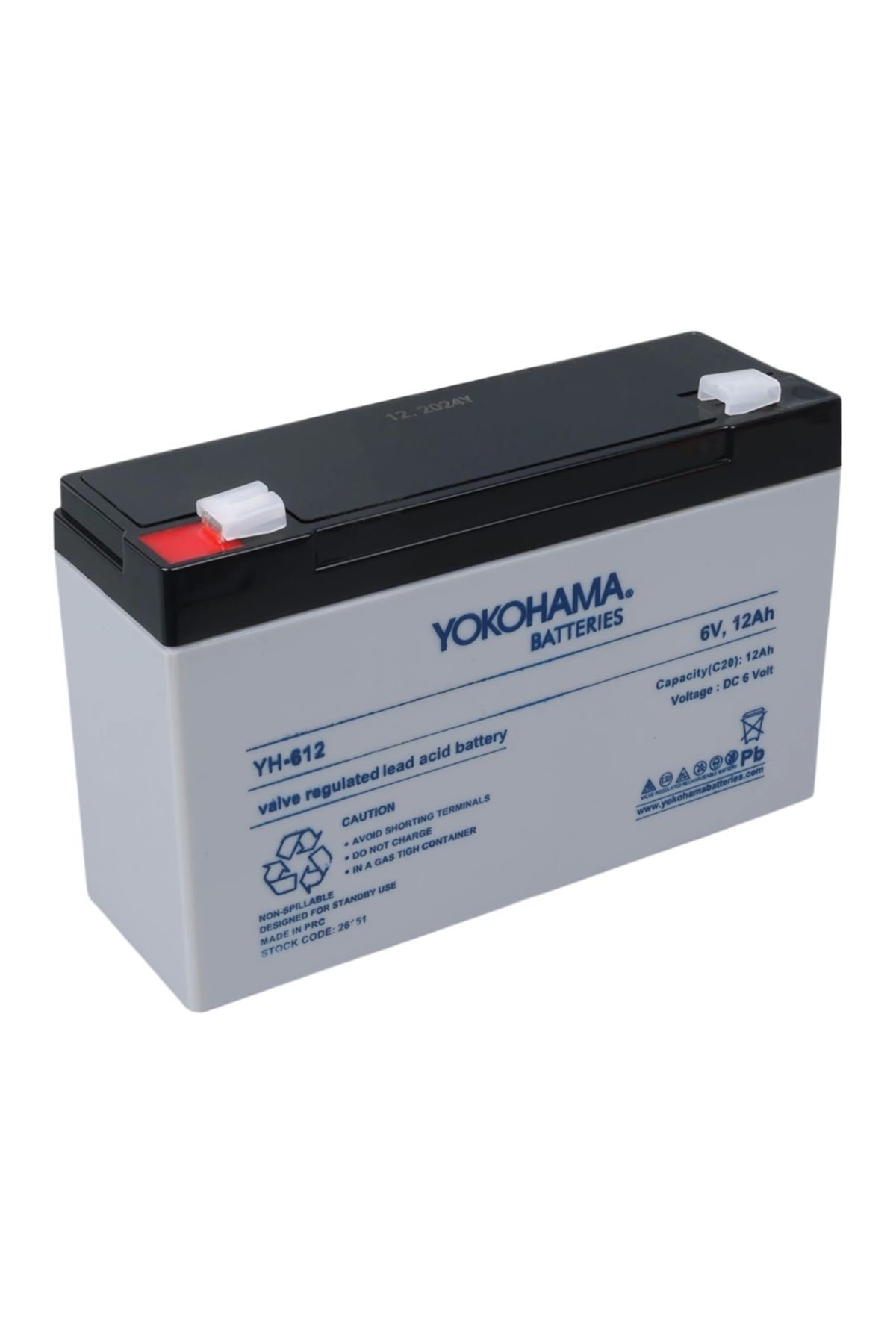 feminight Yokohama Yh-612 6 Volt - 12 Amper Kuru Akü (150 X 50 X 94 Mm)