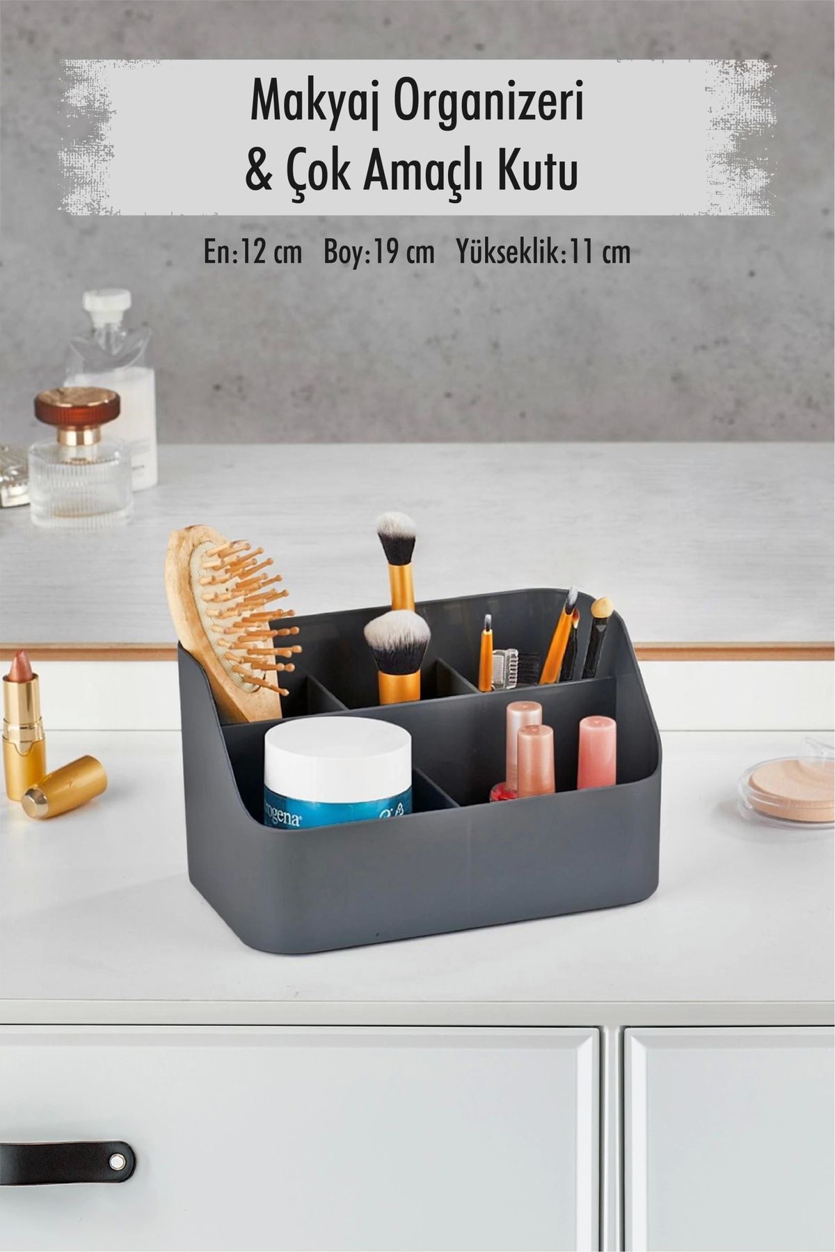 FTT SHOPPING MARKET Füme Makyaj Kutusu & Kozmetik Organizeri & Çok Amaçlı Kutu