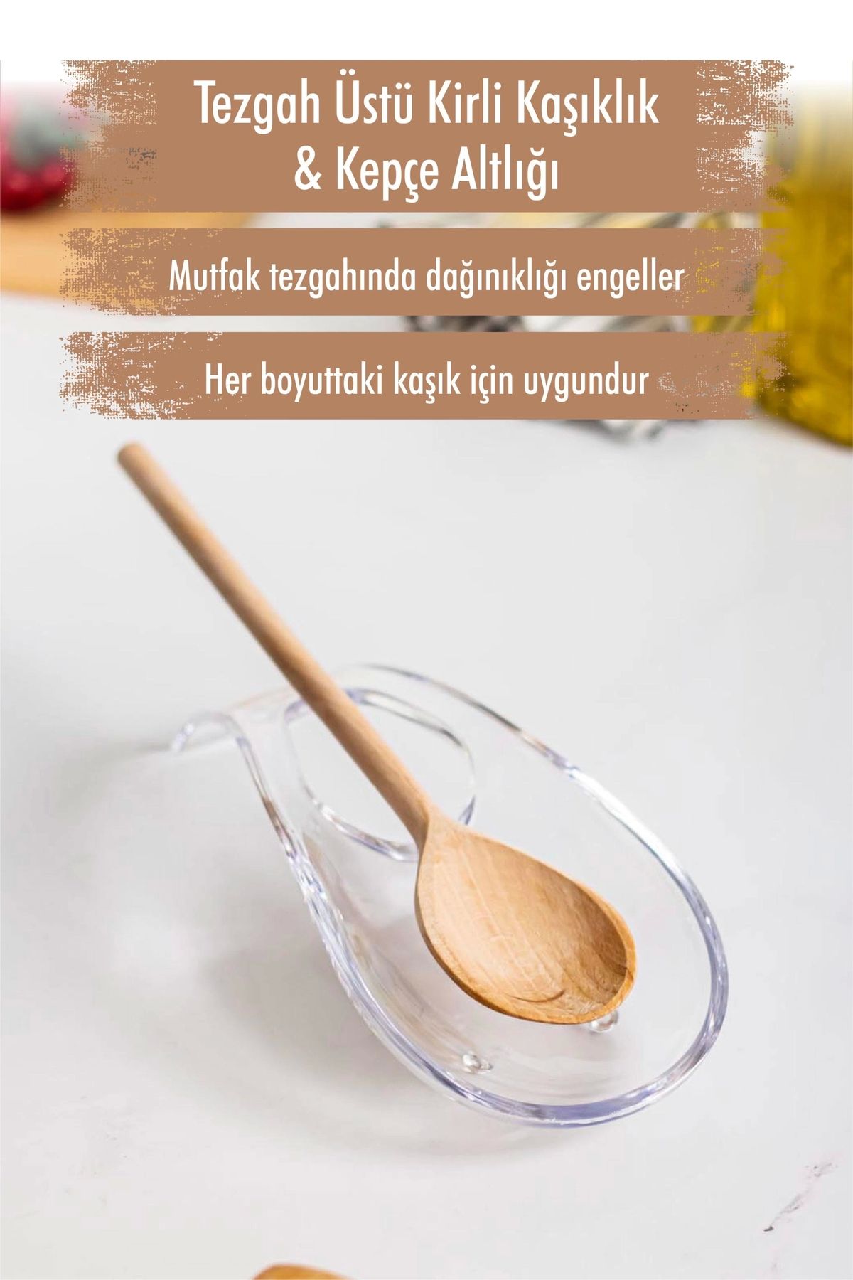 FTT SHOPPING MARKET Akrilik Şeffaf Tezgah Üstü Kirli Kaşıklık & Kepçe Altlığı