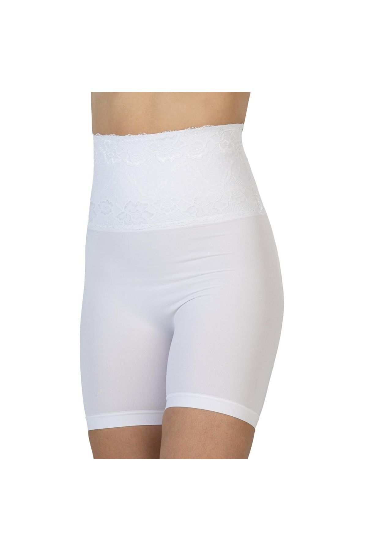 Marsilyan MODLİVE BEYAZ MI Emay 2091 Önü Dantelli Yüksek Bel Boxer Korse