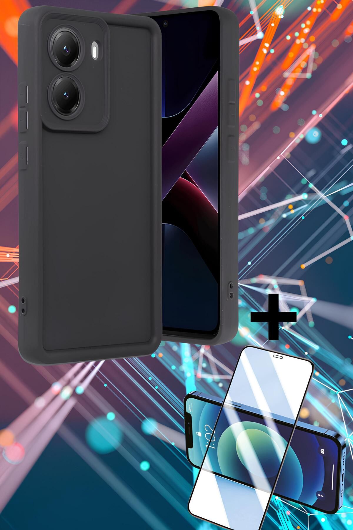 Hatreds Xiaomi Poco X7 Pro Kılıf Kenar Korumalı Kamera Koruma Çıkıntılı Soft Silikon Kapak + Ekran Koruyucu