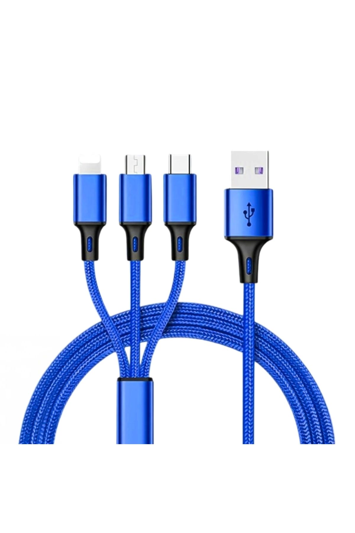 STOREMAX 3IN1 MAVİ 1.2 METRE (MICRO USB - LIGHTNING - TYPE C) TELEFON ŞARJ KABLOSU (5047)