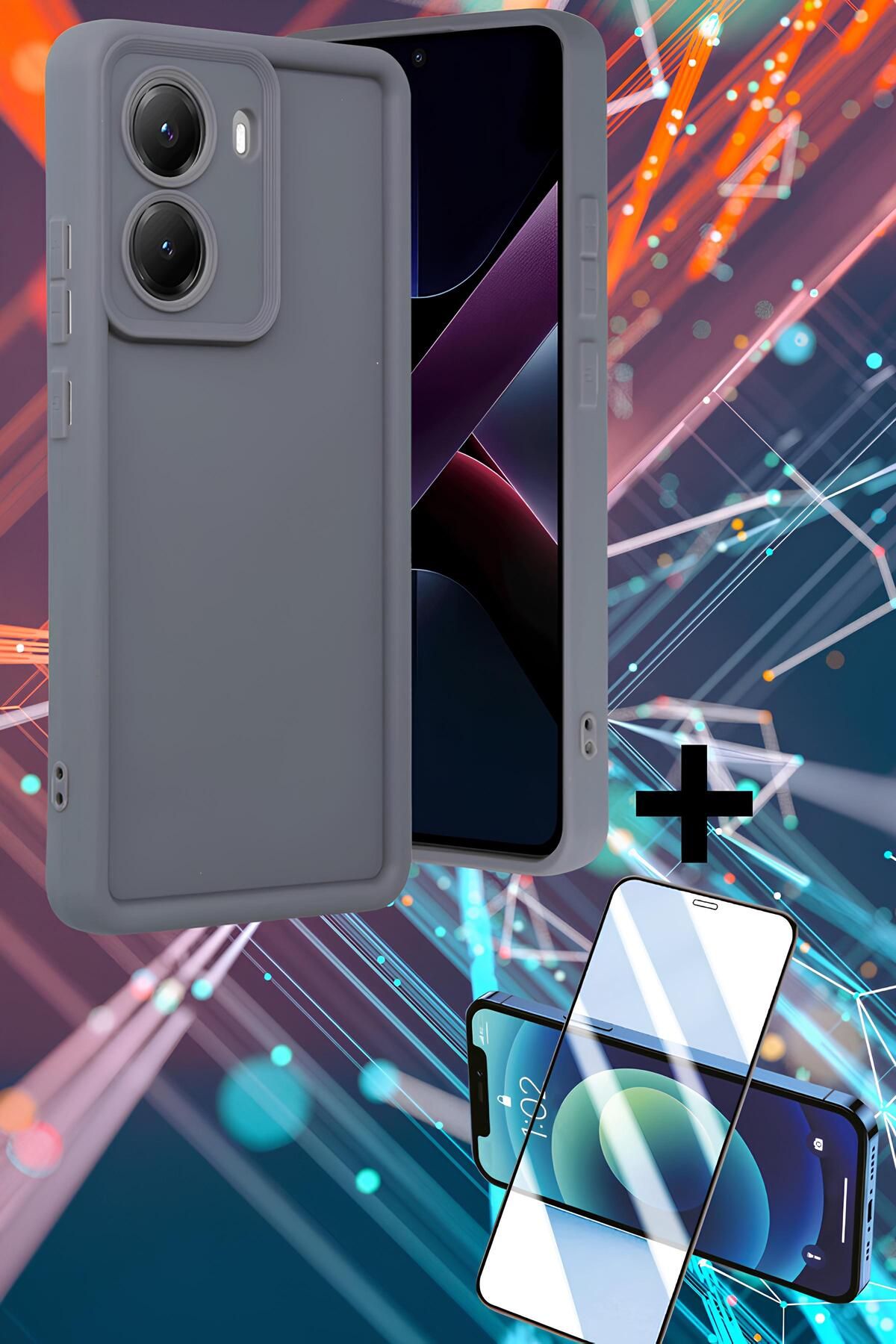 Hatreds Xiaomi Poco X7 Pro Kılıf Kenar Korumalı Kamera Koruma Çıkıntılı Soft Silikon Kapak + Ekran Koruyucu