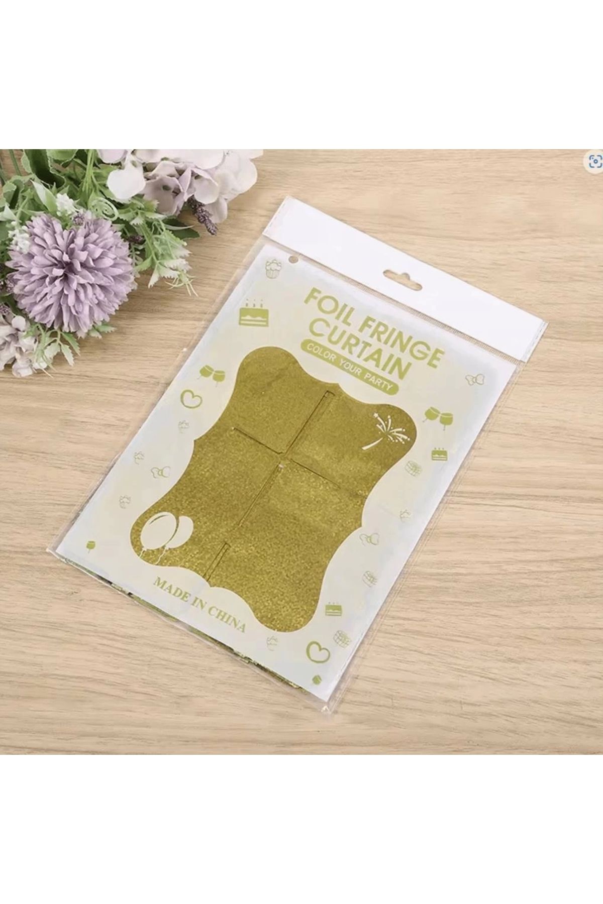FTT SHOPPING MARKET Nessiworld Altın Gold Renk Dikdörtgen Kesim Parlak Sim Görünümlü Fon Perde Dekor 1x2 Metre