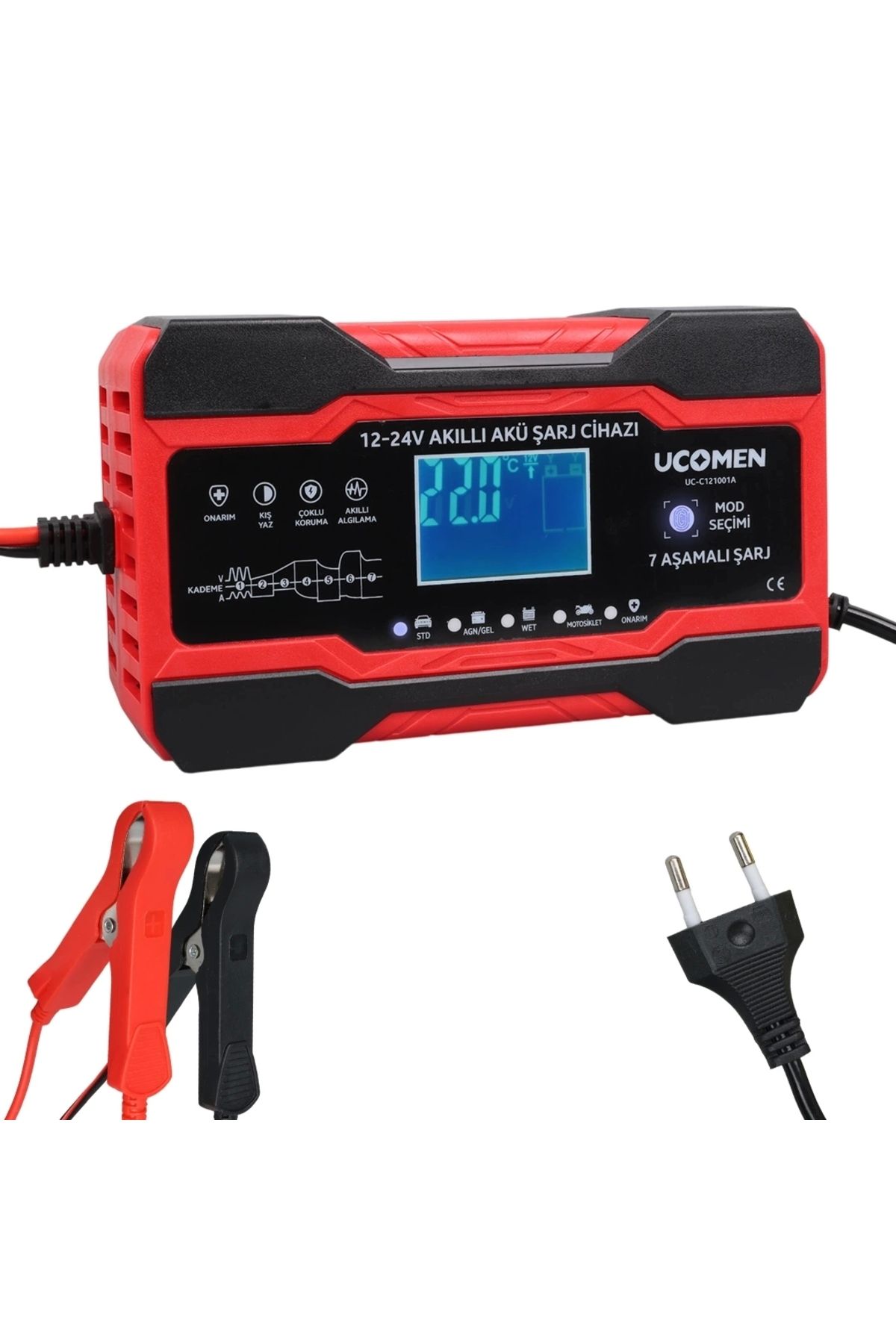 STOREMAX KIRMIZI 12/24 VOLT 10 AMPER LED GÖSTERGELİ AKÜ ŞARJ CİHAZI UC-C121001A (5047)