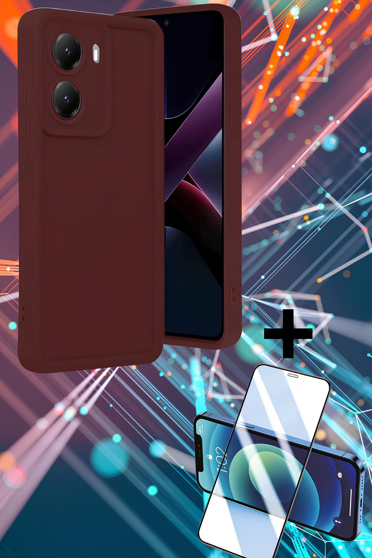 Hatreds Xiaomi Poco X7 Pro Kılıf Kenar Korumalı Kamera Koruma Çıkıntılı Soft Silikon Kapak + Ekran Koruyucu