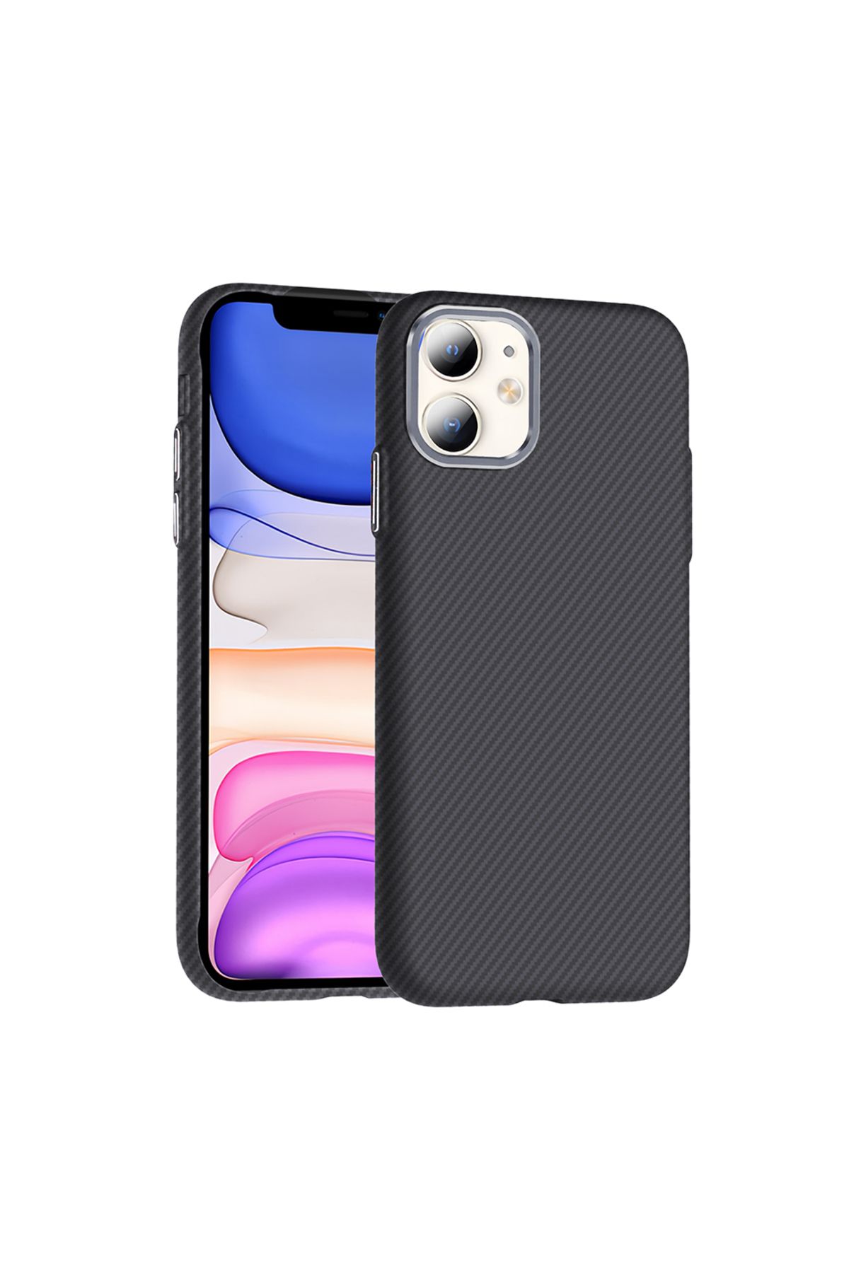 Rivor Apple iPhone 11 Uyumlu Kılıf Kamera Çıkıntılı Magsafe Şarj Özellikli Karbon Fiber Görünümlü Kapak