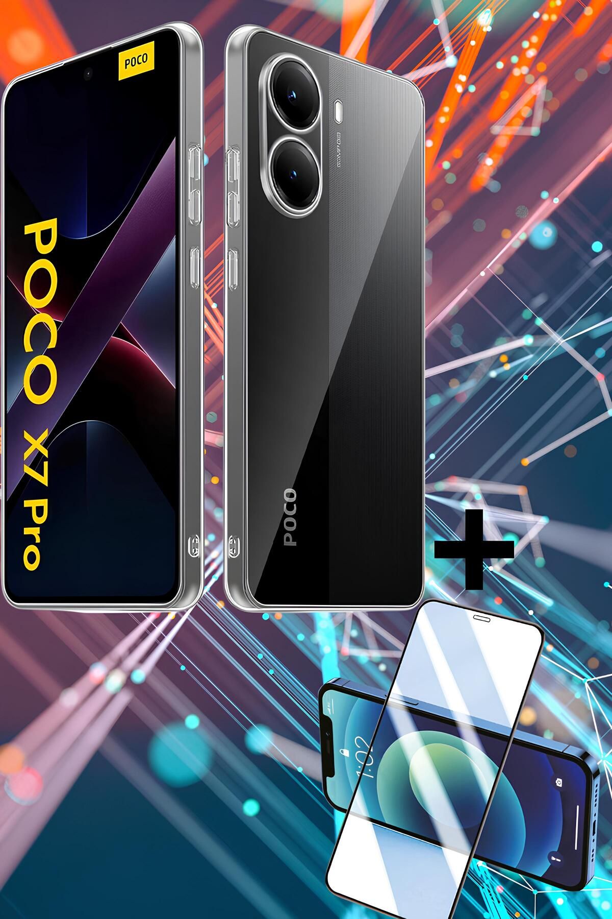 Hatreds Xiaomi Poco X7 Pro Kılıf Şeffaf ve Esnek Kamera Koruma Çıkıntılı Kapak + Ekran Koruyucu