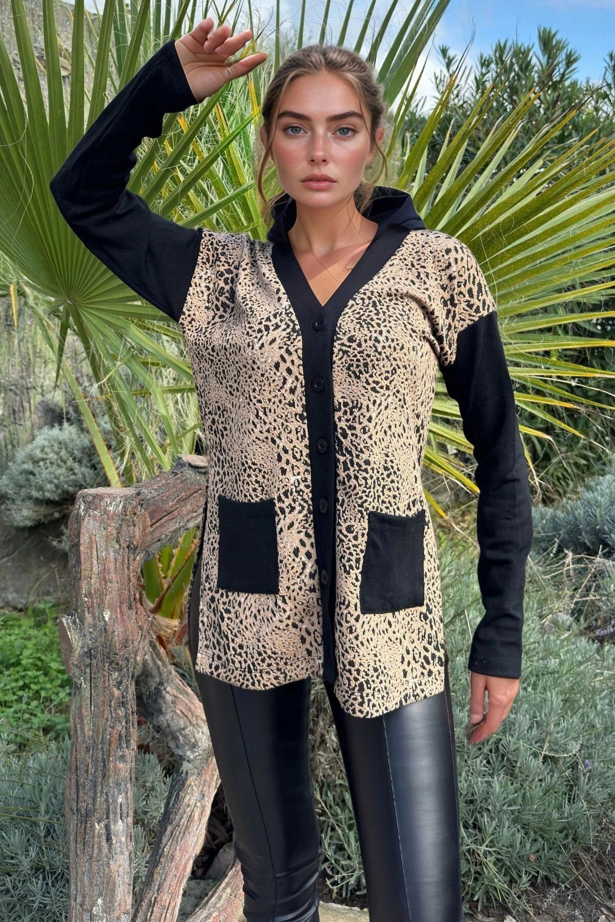 bacc Leopar Desenli Cepli Hırka BCBSK-25700-3679