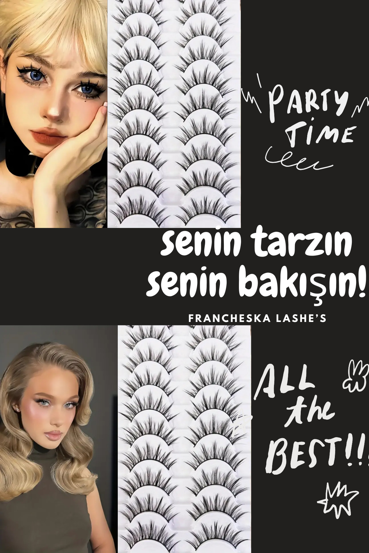 Takma Kirpikler 10 Çift Islak Effect Doğal Çapraz Stiller El Yapımı Mix Uzunluk Lüx Kirpik Paleti — partylash10 — تصویر 5 از 6